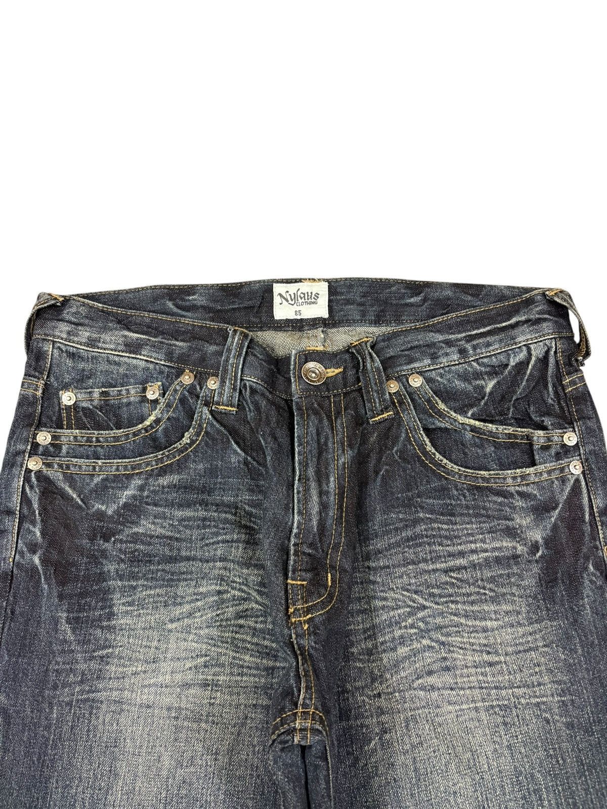 Japanese Brand Vintage Nylaus Faded Wash Multi Pocket Loose Baggy Jeans Size US 31 - 4 Thumbnail