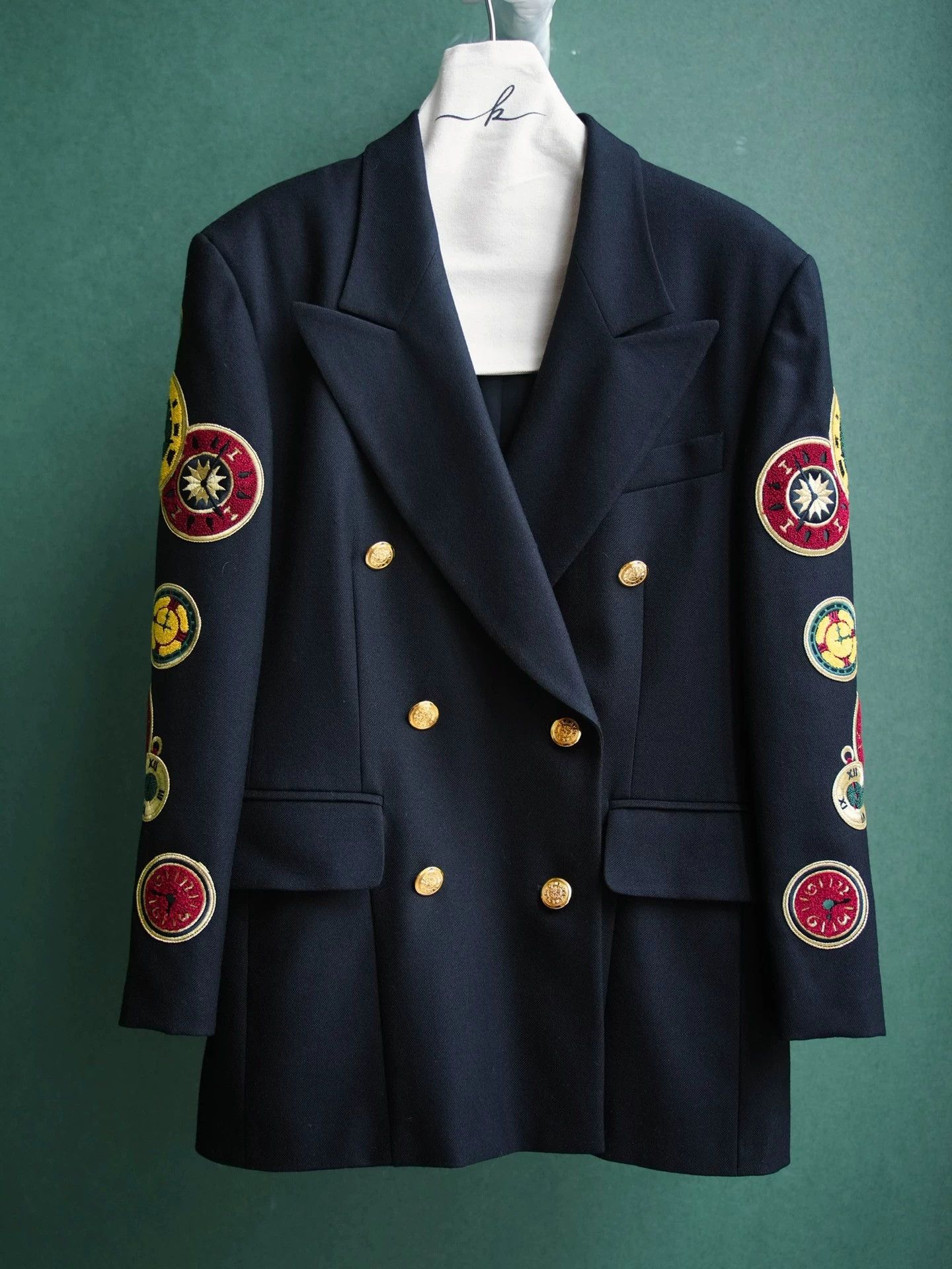 Escada Escada Vintage Wool Black & Gold Clock Embroidered Suit d40 Size S / US 4 / IT 40 - 9 Thumbnail