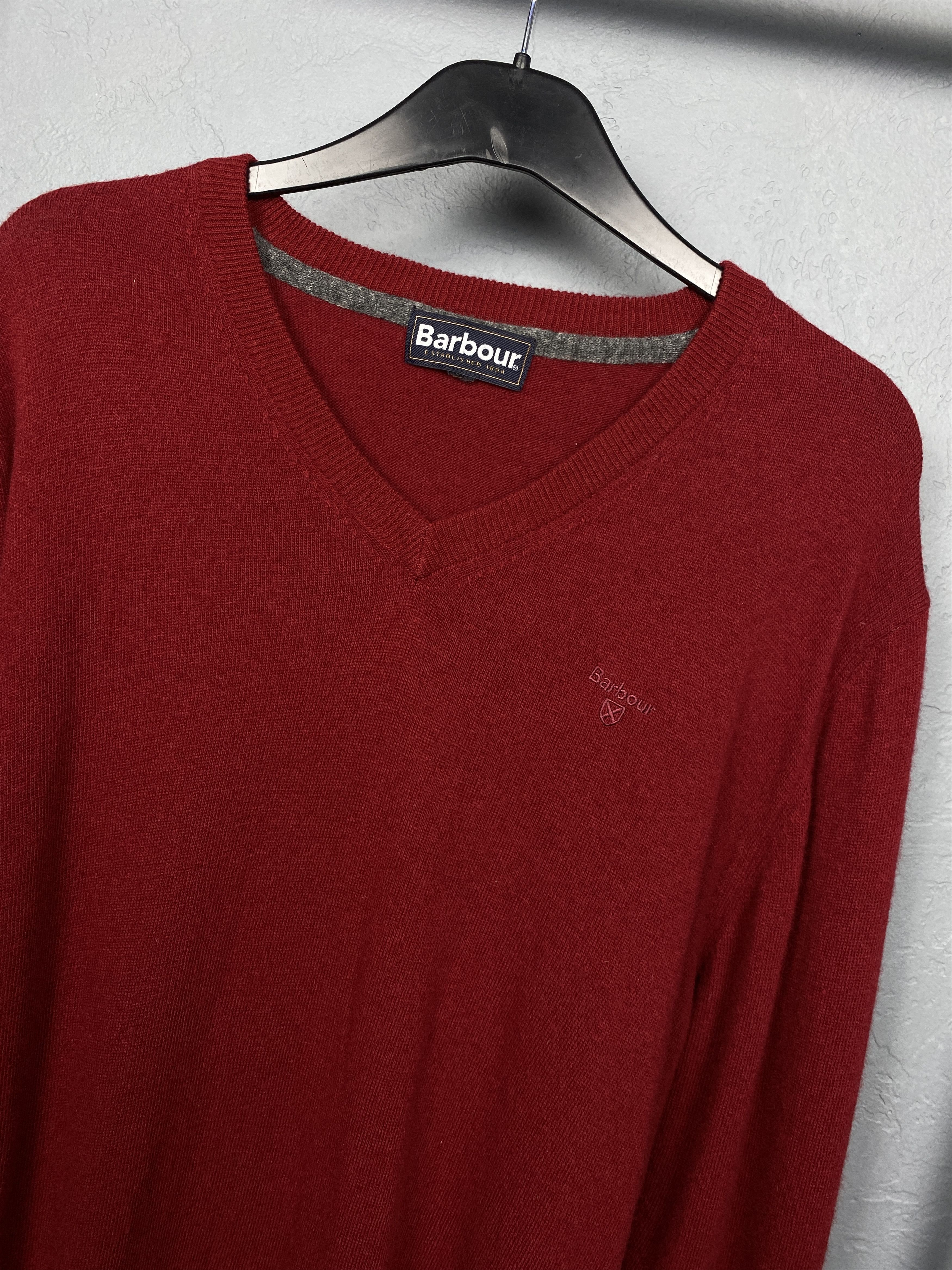 Barbour × Vintage Barbour Vintage V-Neck Mens Wool Sweater Size US XL / EU 56 / 4 - 2 Thumbnail
