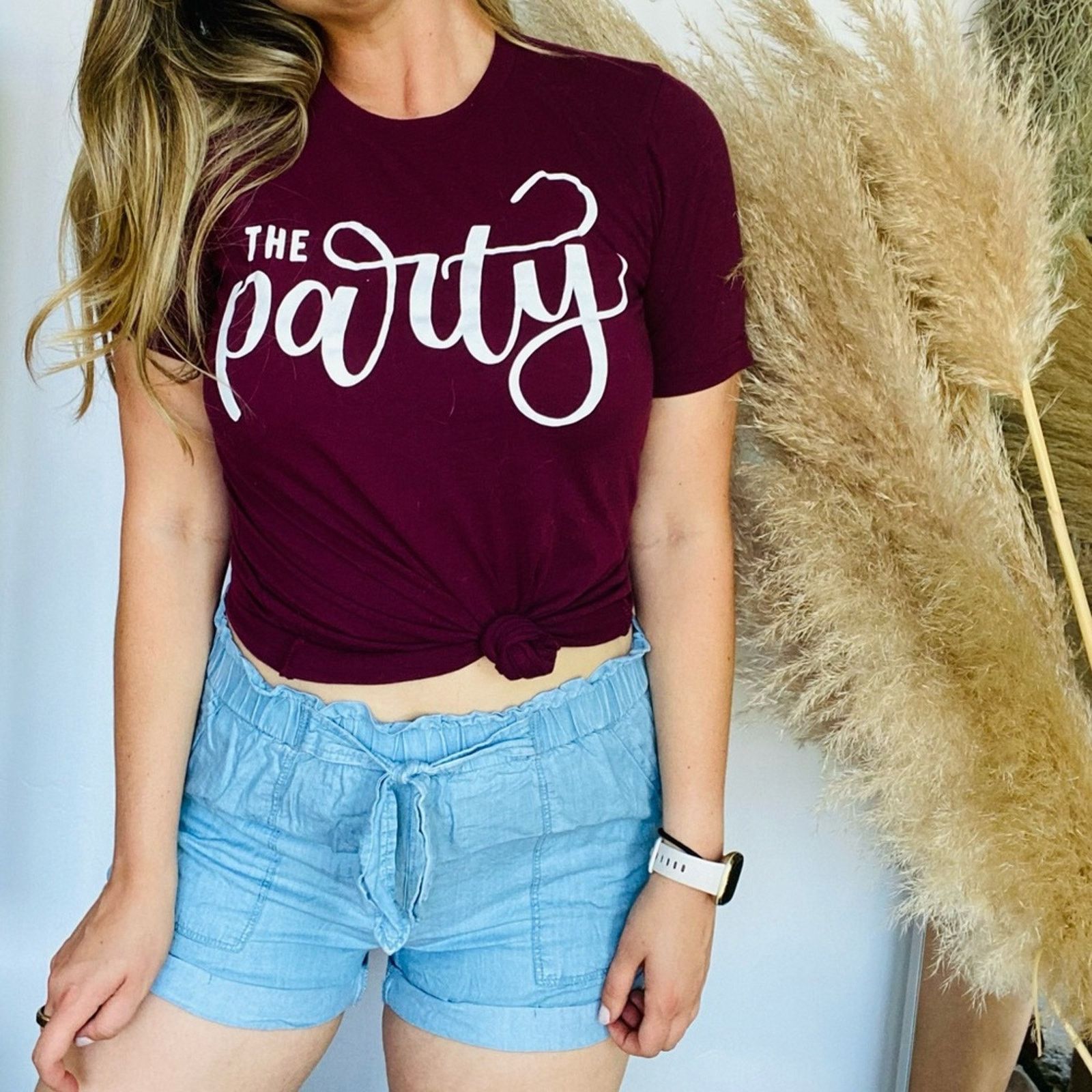 Canvas CANVAS Maroon White Script The Party Screen Tee Shirt Top Size S / US 4 / IT 40 - 1 Thumbnail