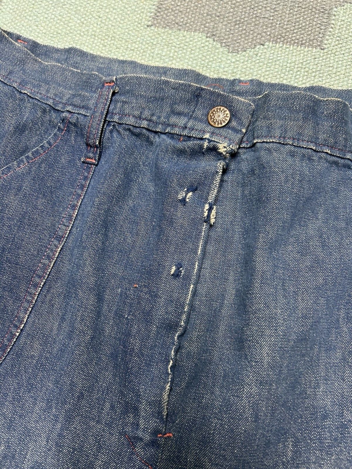 Vintage VTG 70s denim bell bottom jeans wide flare hippie dark 32x29 Size 32" / US 10 / IT 46 - 5 Thumbnail