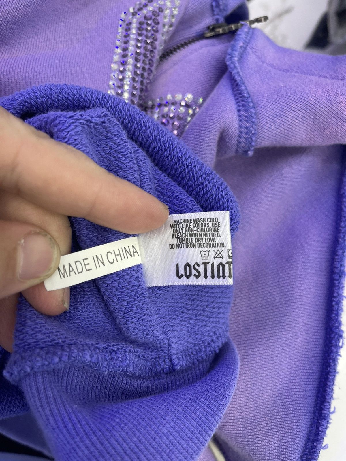 LOST INTRICACY Lost intricacy Rhinestone zip up hoodie (pulple) Size US L / EU 52-54 / 3 - 5 Thumbnail