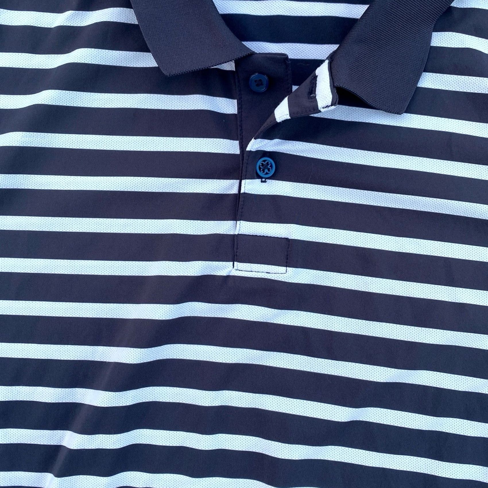 G/FORE G/FORE Polo Shirt Men XLarge Blue Striped Spread Collar Golf Modern Short Sleeve Button Closure, Polyester Blend, Regular, Blue, Striped, Polo, Men's Size US S / EU 44-46 / 1 - 2 Thumbnail