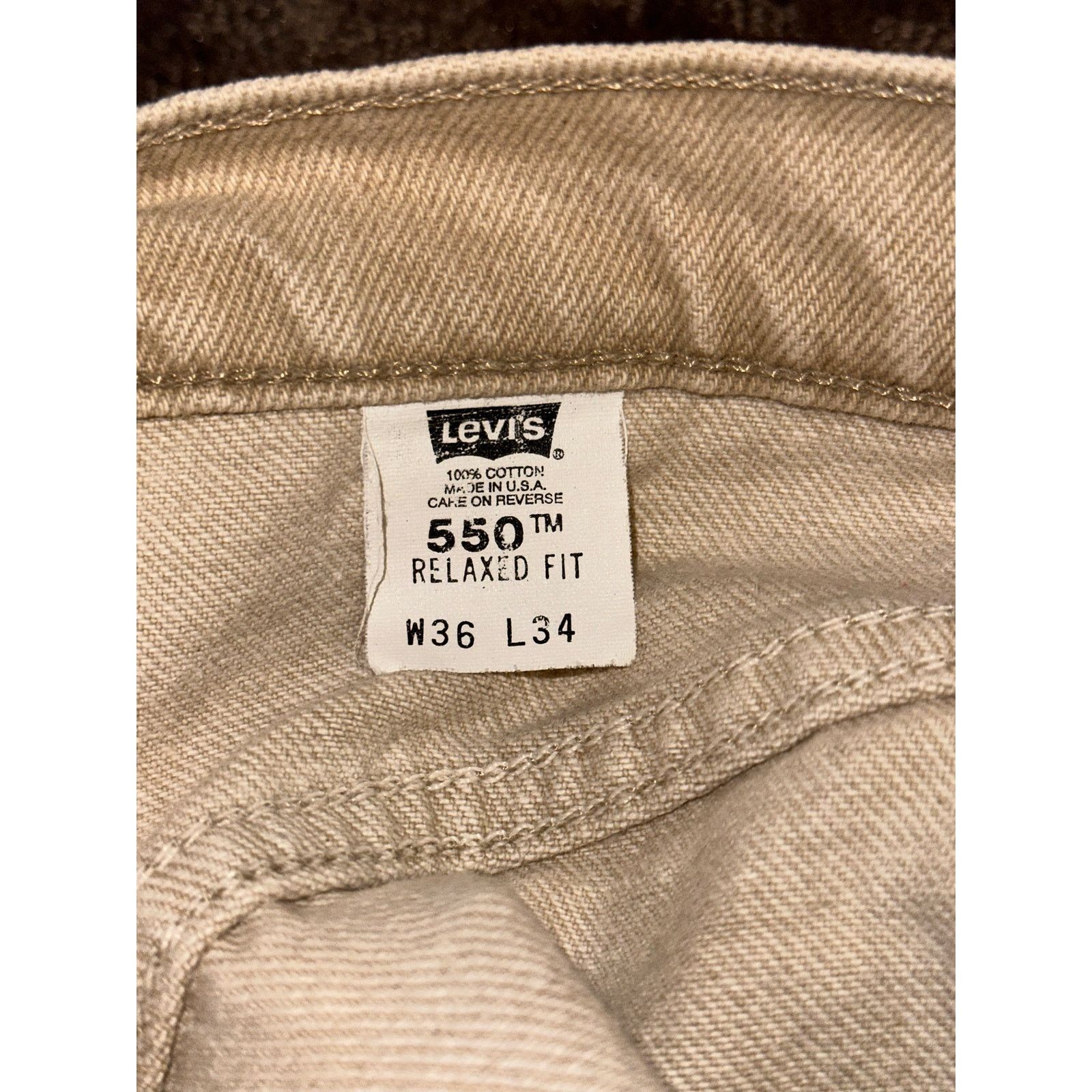 Carhartt Levi’s Relaxed Fit Jeans 36x34 USA Made Beige Tan Red Tab Size US 36 / EU 52 - 6 Thumbnail