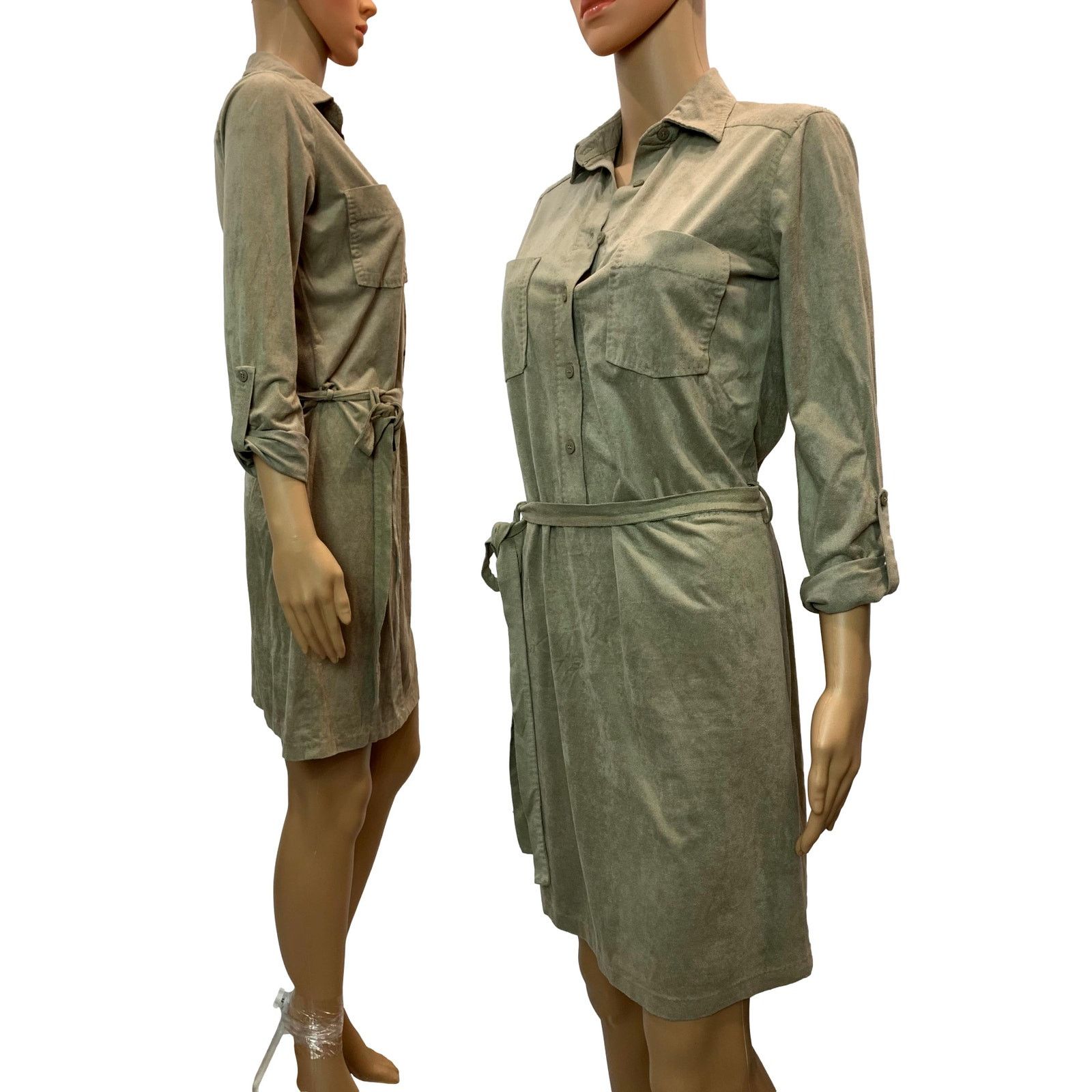 Bcbgmaxazria Y2K Max Studio Soft Ultra Suede Shirt Dress Tie Belt | XS Size XS / US 0-2 / IT 36-38 - 9 Thumbnail