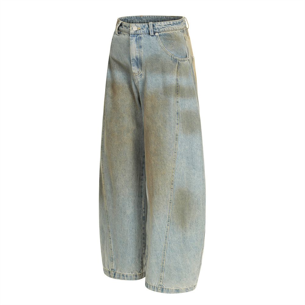 Japanese Brand × Jean Men's punk silhouette washed distressed dirty scimitar jeans Size US 32 / EU 48 - 2 Thumbnail