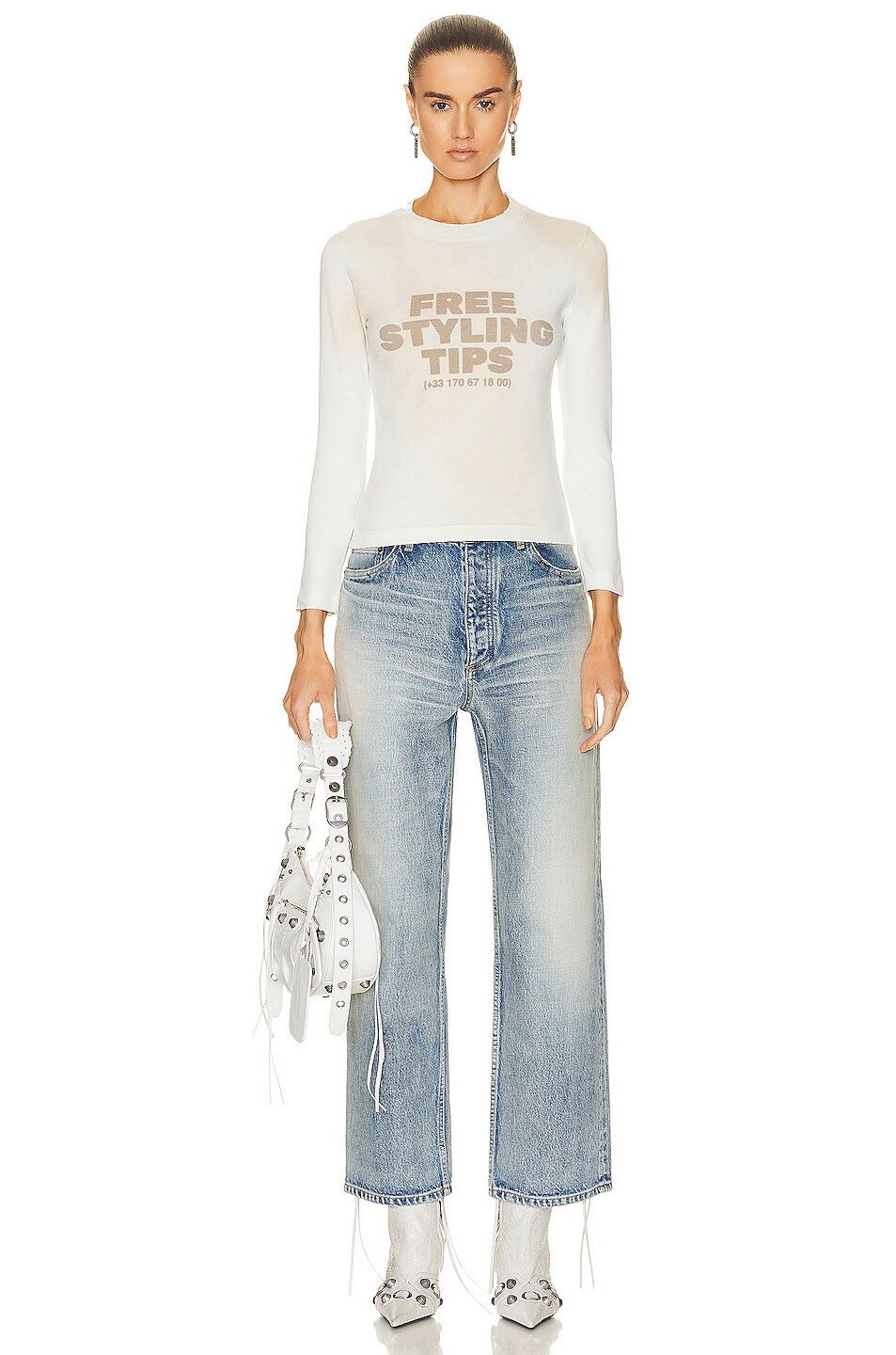 Balenciaga o1srvl11e0425 Styling Hotline Long Sleeve Tight T-Shirt Size M / US 6-8 / IT 42-44 - 4 Thumbnail