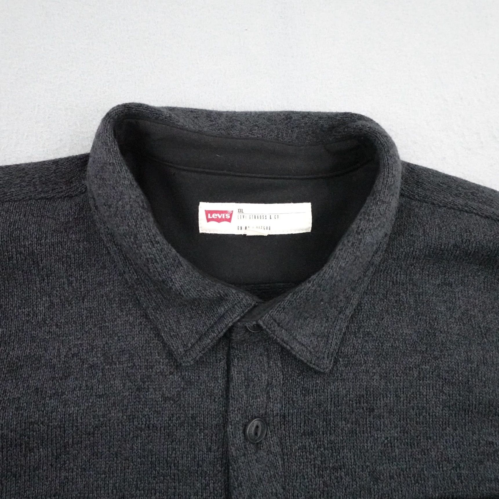 Levi's Levis Shirt Mens 2XL Gray Knit Button Up Fleece Overshirt Shacket Dual Pocket Size US XXL / EU 58 / 5 - 2 Thumbnail