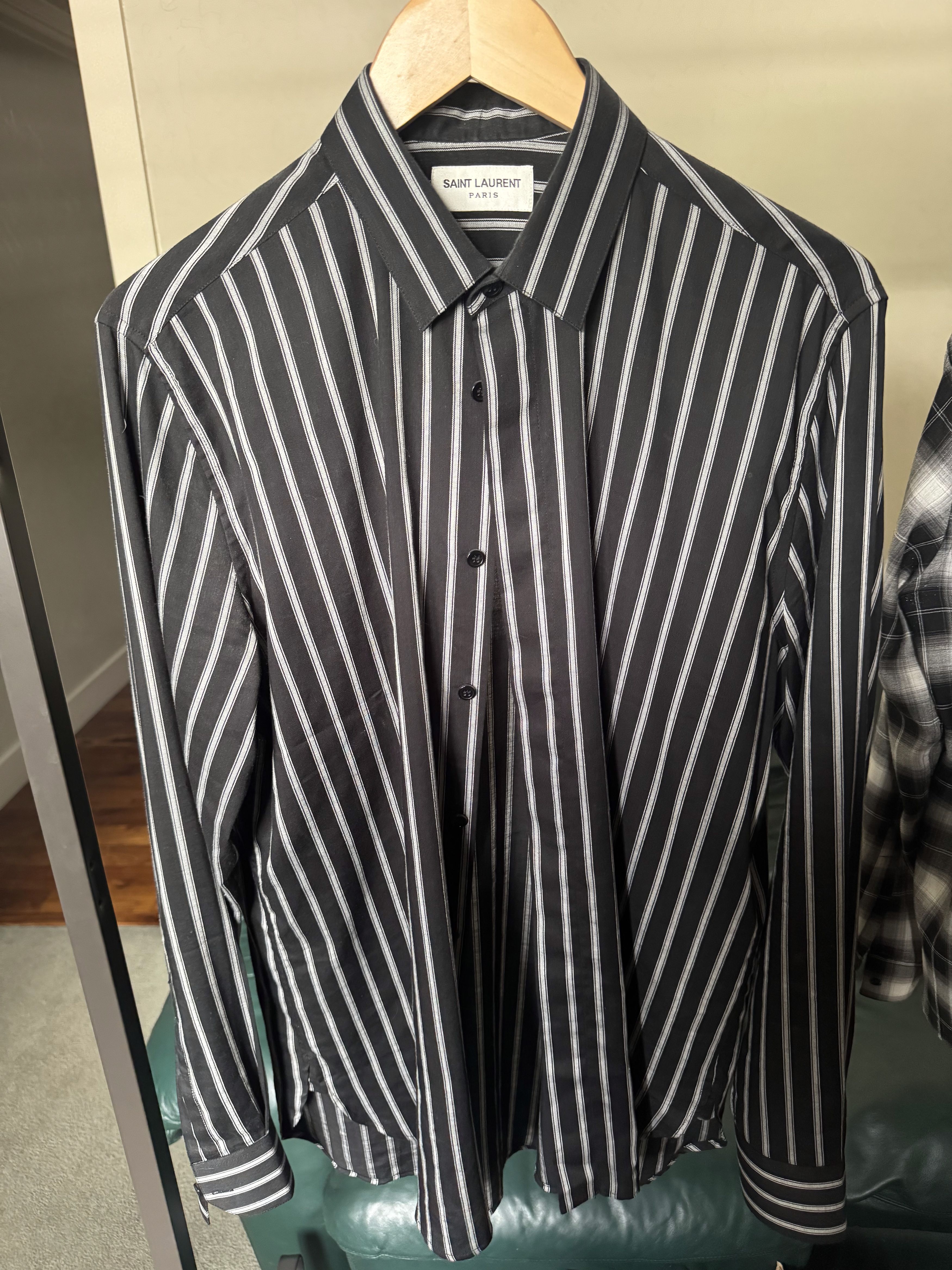 Saint Laurent Paris Saint Laurent Paris Black Stripped Button Up Size US M / EU 48-50 / 2 - 1 Thumbnail