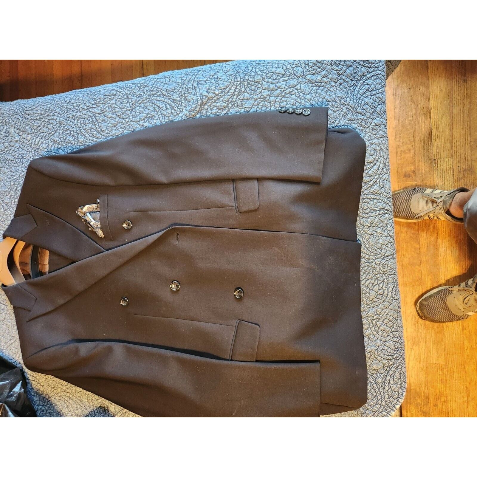 Other MENS 2 BUTTON SUPER 150S BLACK WOOL FEEL SUIT FLAT FRT PANT Size 36R - 1 Thumbnail