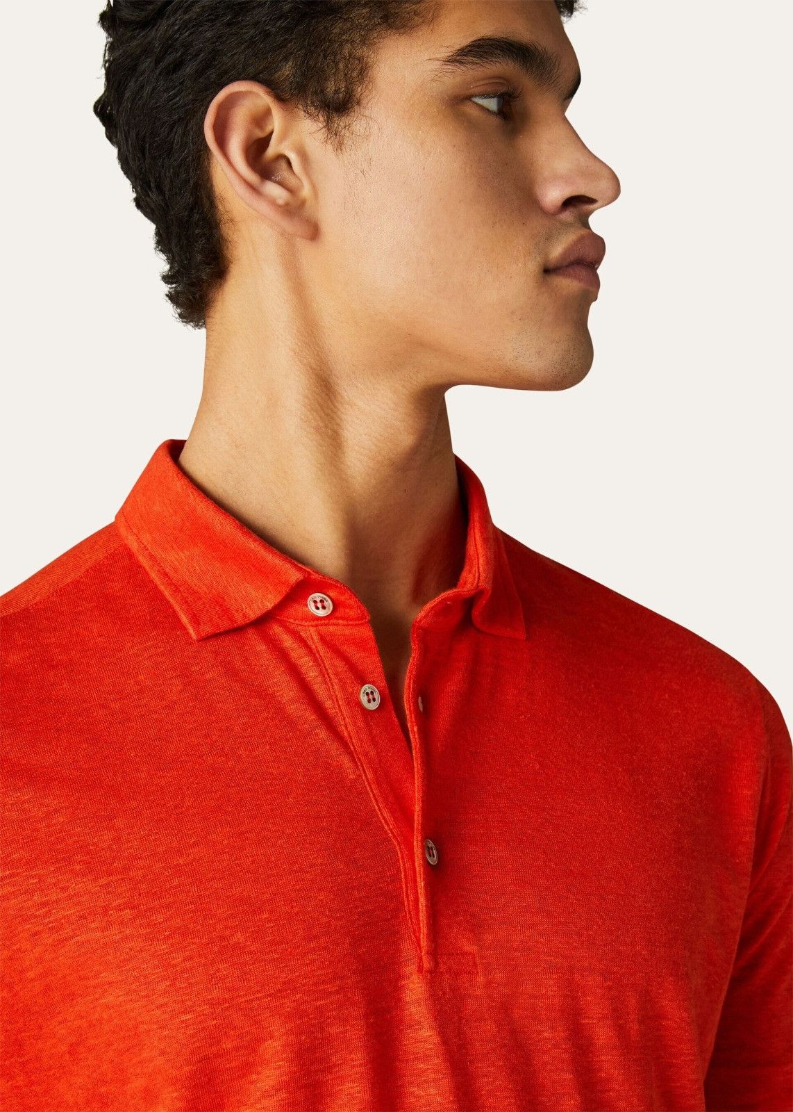 Loro Piana o1srvl11e1224 Linen Jersey Polo Shirt in Orange Size US M / EU 48-50 / 2 - 1 Thumbnail