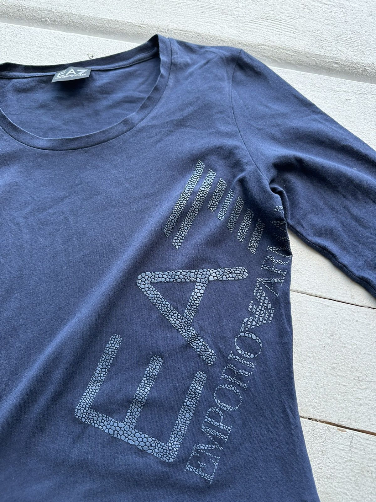 Designer × Giorgio Armani × Vintage 🚨VNTG Armani jeans EA7 Giorgio Blue UNISEX Long Sleeve TEE Size M / US 6-8 / IT 42-44 - 4 Thumbnail
