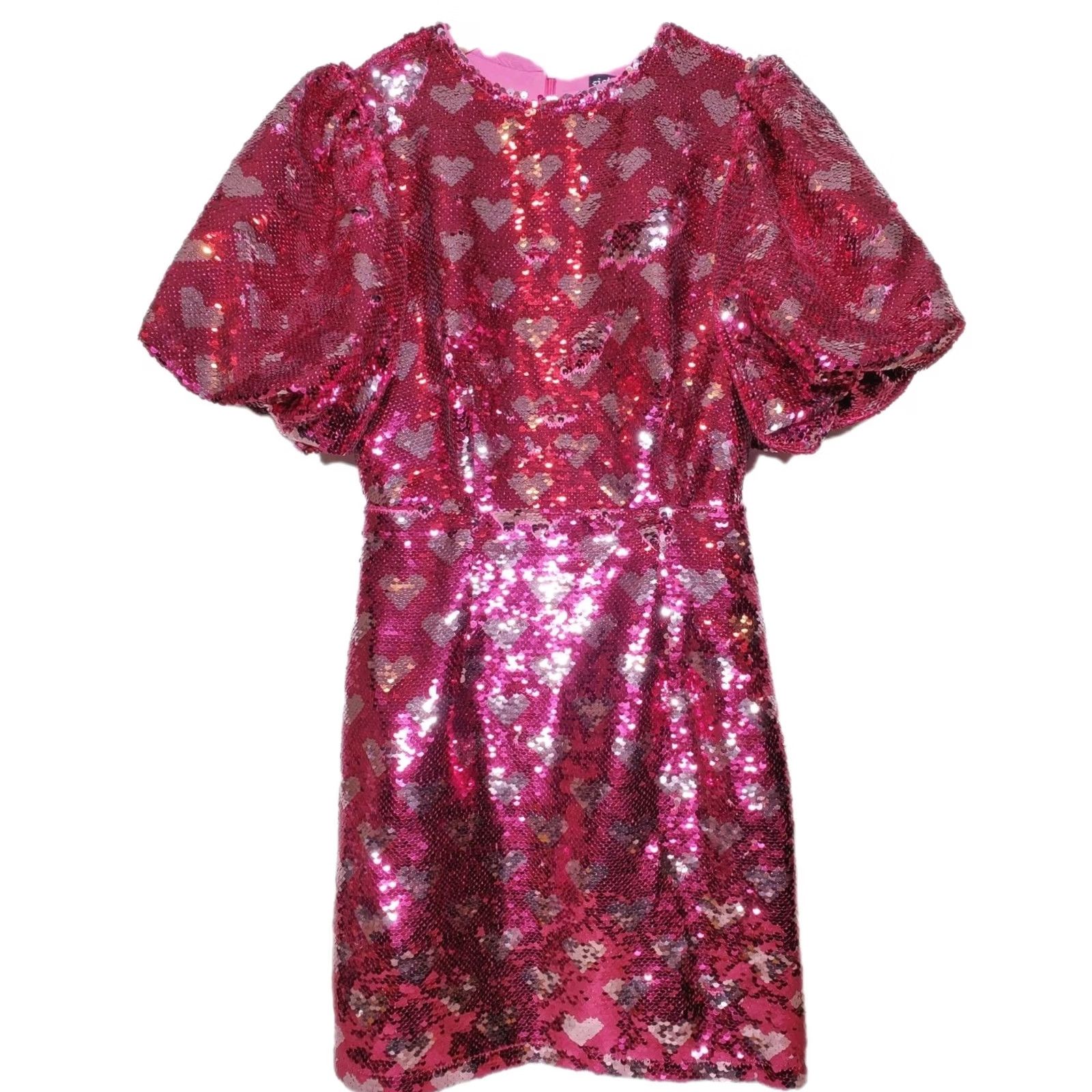 Vintage Sister Jane Nebula Mini Dress All Over Pink Sequin Hearts Women's XS NWT Size XS / US 0-2 / IT 36-38 - 5 Thumbnail