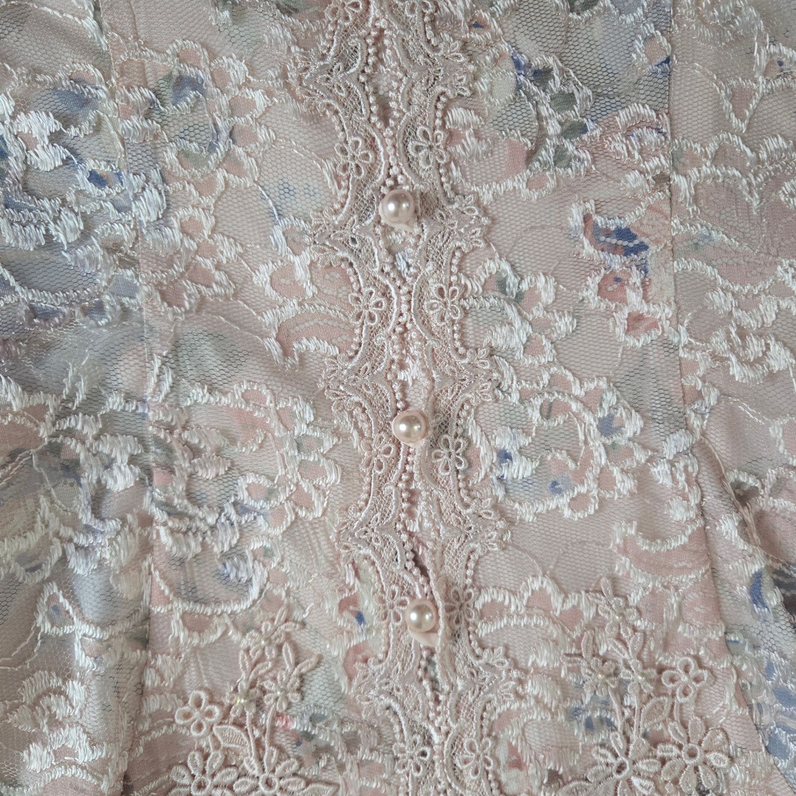 Vintage Vintage Pastel Pink Floral Lace Blazer Size 8 Size M / US 6-8 / IT 42-44 - 5 Thumbnail