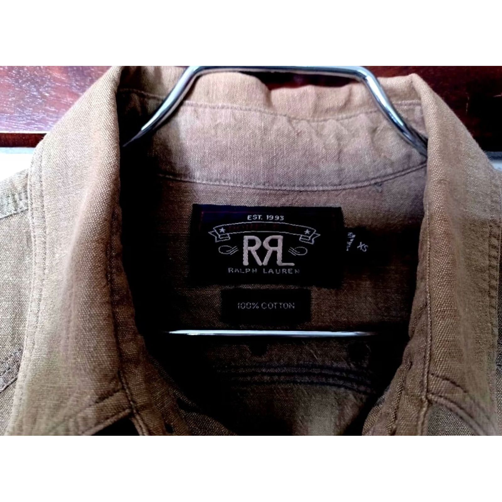 Ralph Lauren RRL RALPH LAUREN CHAMBRAY WORK SHIRT LONG SLEEVE MEN OLIVE COTTON XS USED Size US XS / EU 42 / 0 - 5 Thumbnail