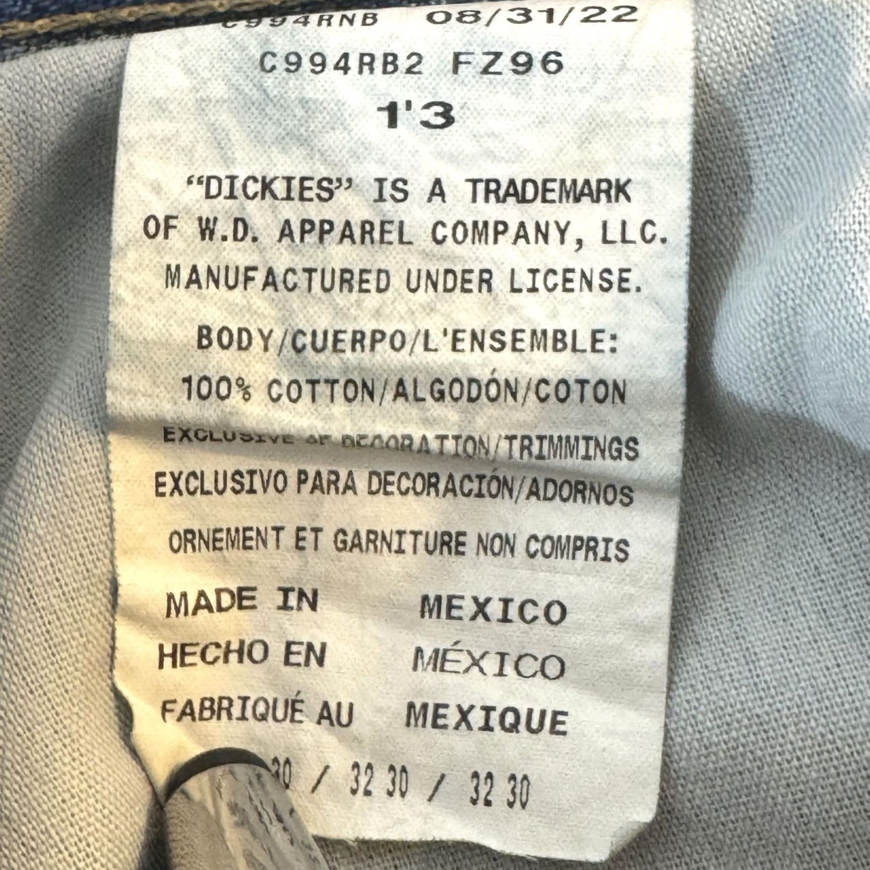 Dickies VINTAGE Dickies Jeans Mens 32x32 Blue Denim Straight Fit Workwear Faded Distressed Pants Size US 32 / EU 48 - 5 Thumbnail