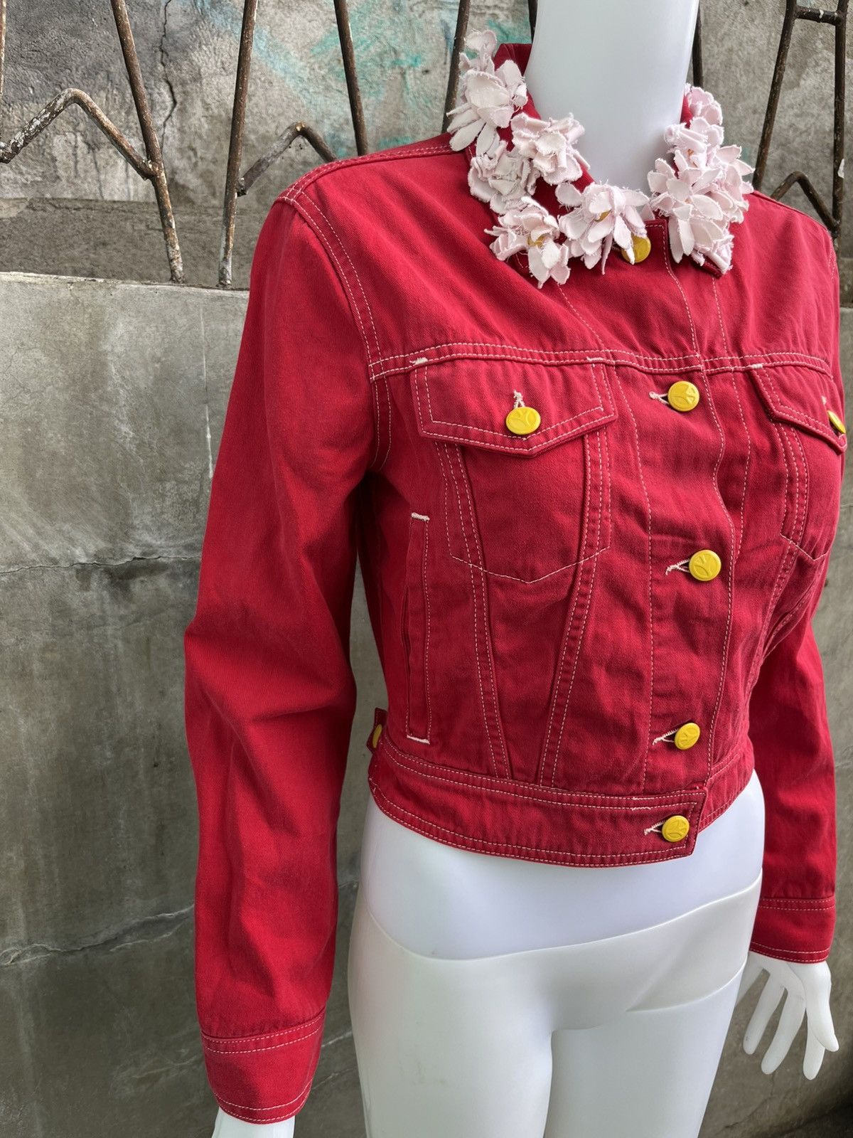Moschino Love Me Love Me Not Daisy Collar Denim Jacket Size XS / US 0-2 / IT 36-38 - 3 Thumbnail