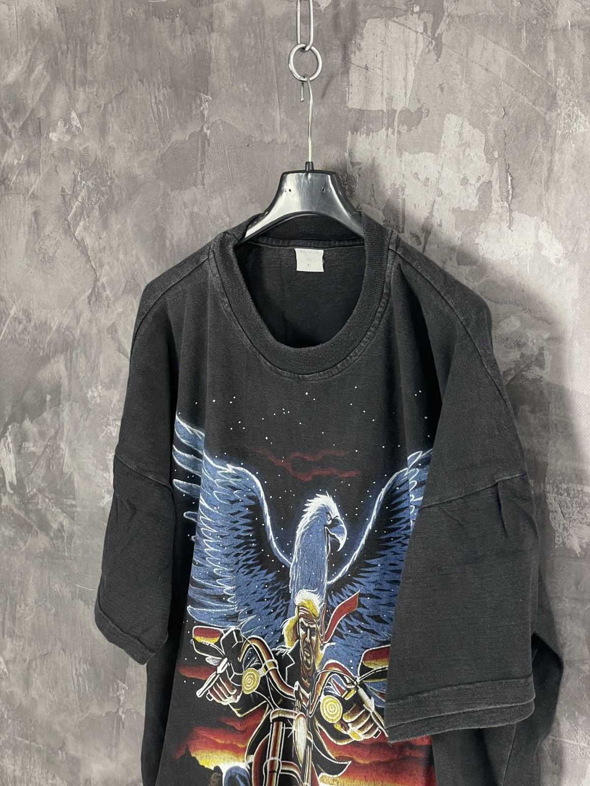 Harley Davidson × Marvel Comics × Vintage Y2K GHOST RIDER FIRE Skull Motorbike Faded One Stich T-Shirt Size US XL / EU 56 / 4 - 7 Thumbnail