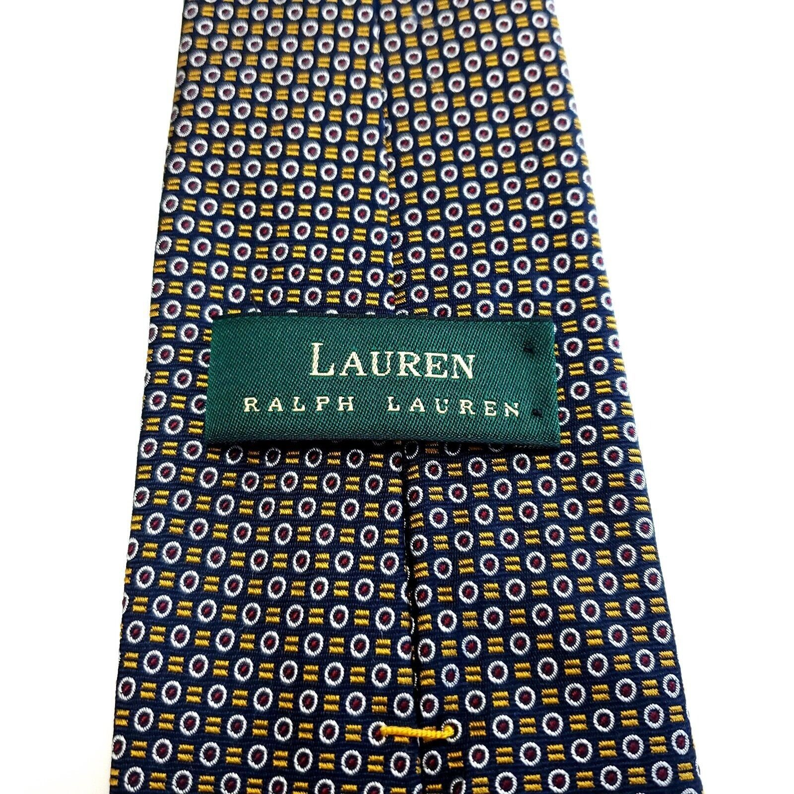 Ralph Lauren Lauren Ralph Lauren Brown Yellow Silk Tie Woven Geometric Size ONE SIZE - 4 Thumbnail