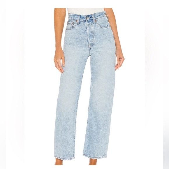 Levi's Levi’s Premium Denim Ribcage Straight Light Wash Jeans Grailed