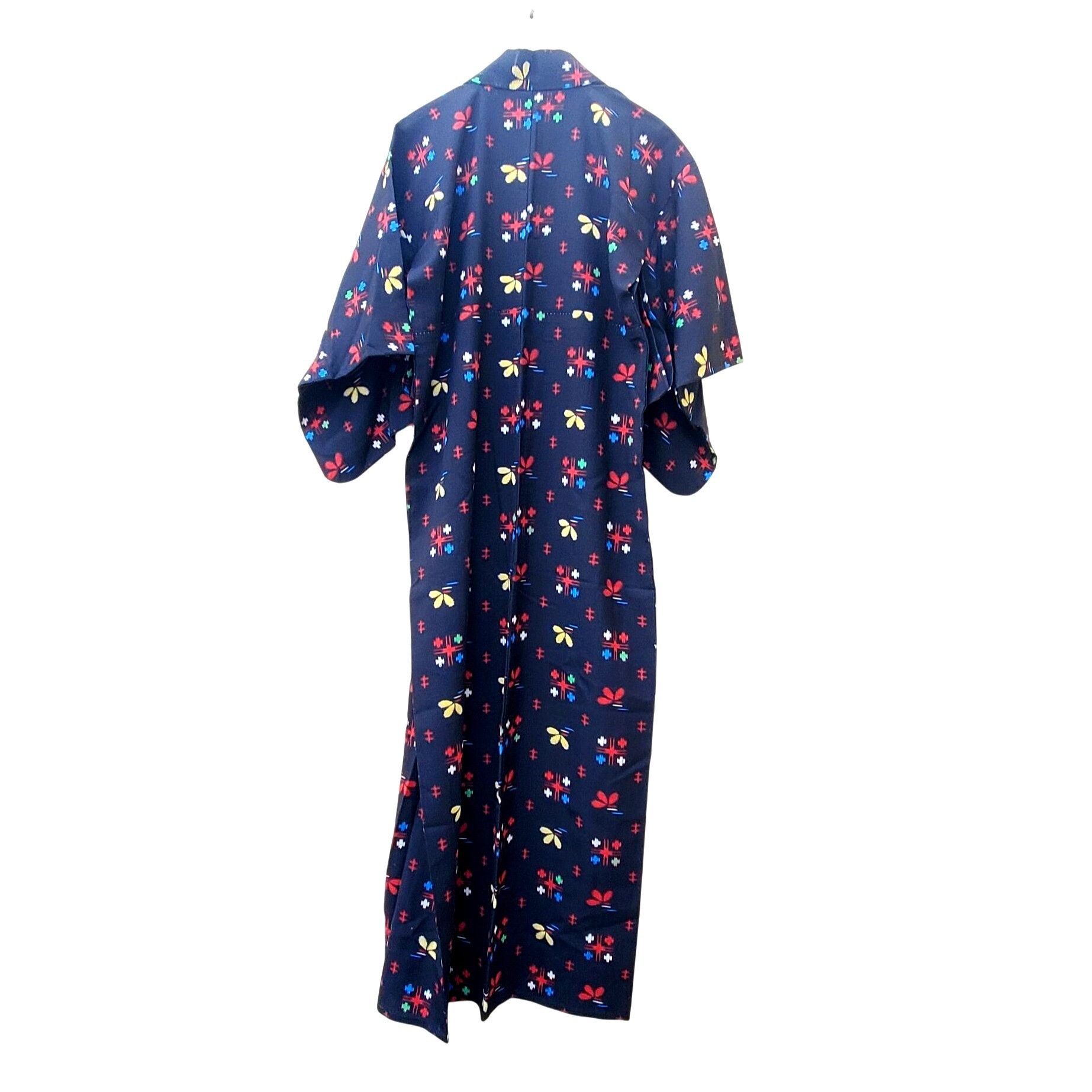 Handmade Vintage Black Kimono Abstract Floral Wool Blend Hand Stitche Size M / US 6-8 / IT 42-44 - 6 Thumbnail