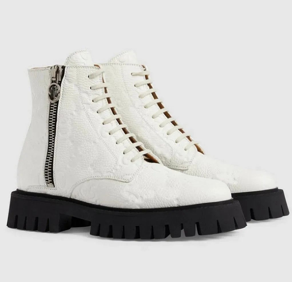 Gucci o1s1wg110225 GG Leather Boots in White Size US 5.5 / IT 35.5 - 2 Thumbnail