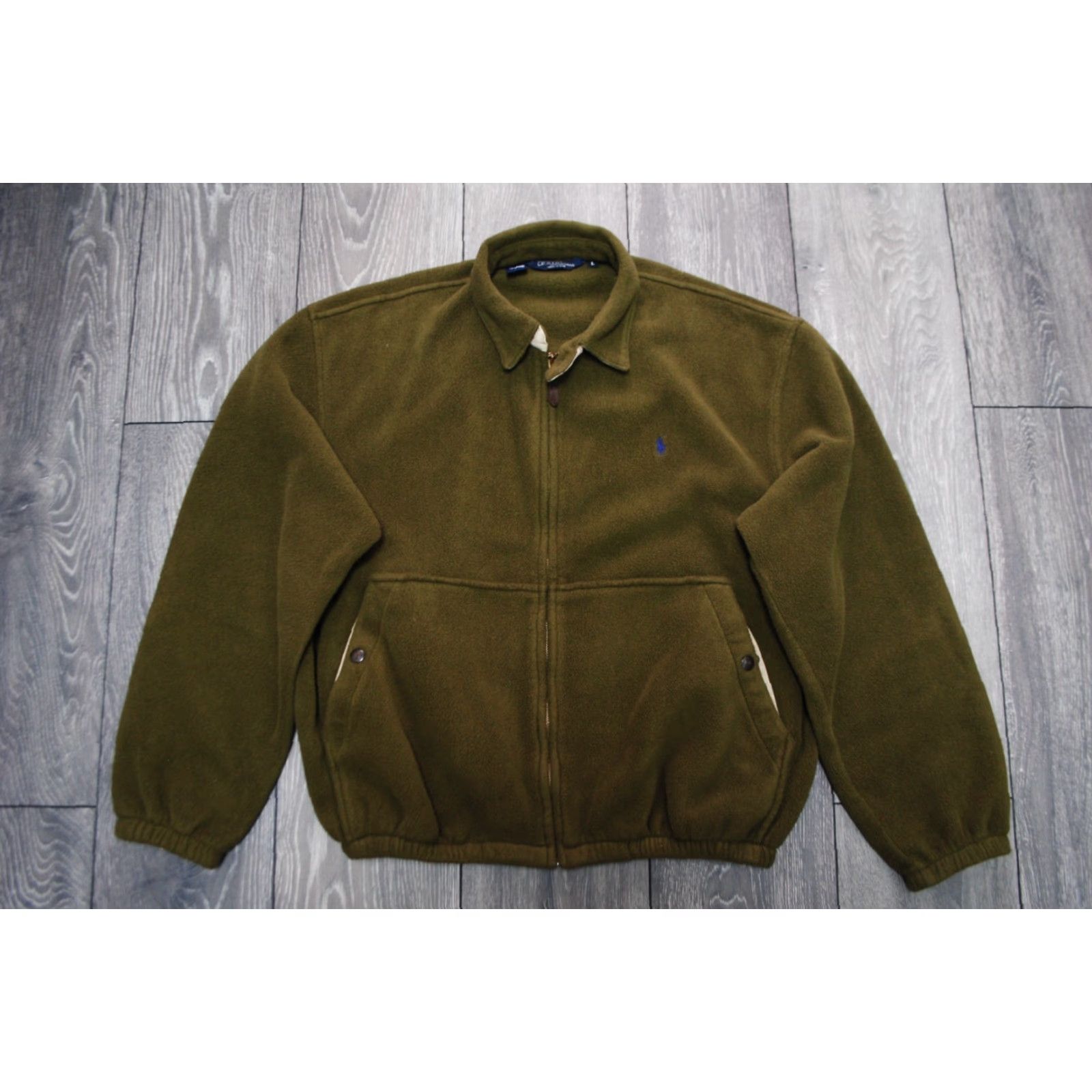 Polo Ralph Lauren POLO RALPH LAUREN KHaki Fleece Swing Top Full Zip MADE IN USA 1980S 90S Large MENS XXL? Size US L / EU 52-54 / 3 - 8 Thumbnail