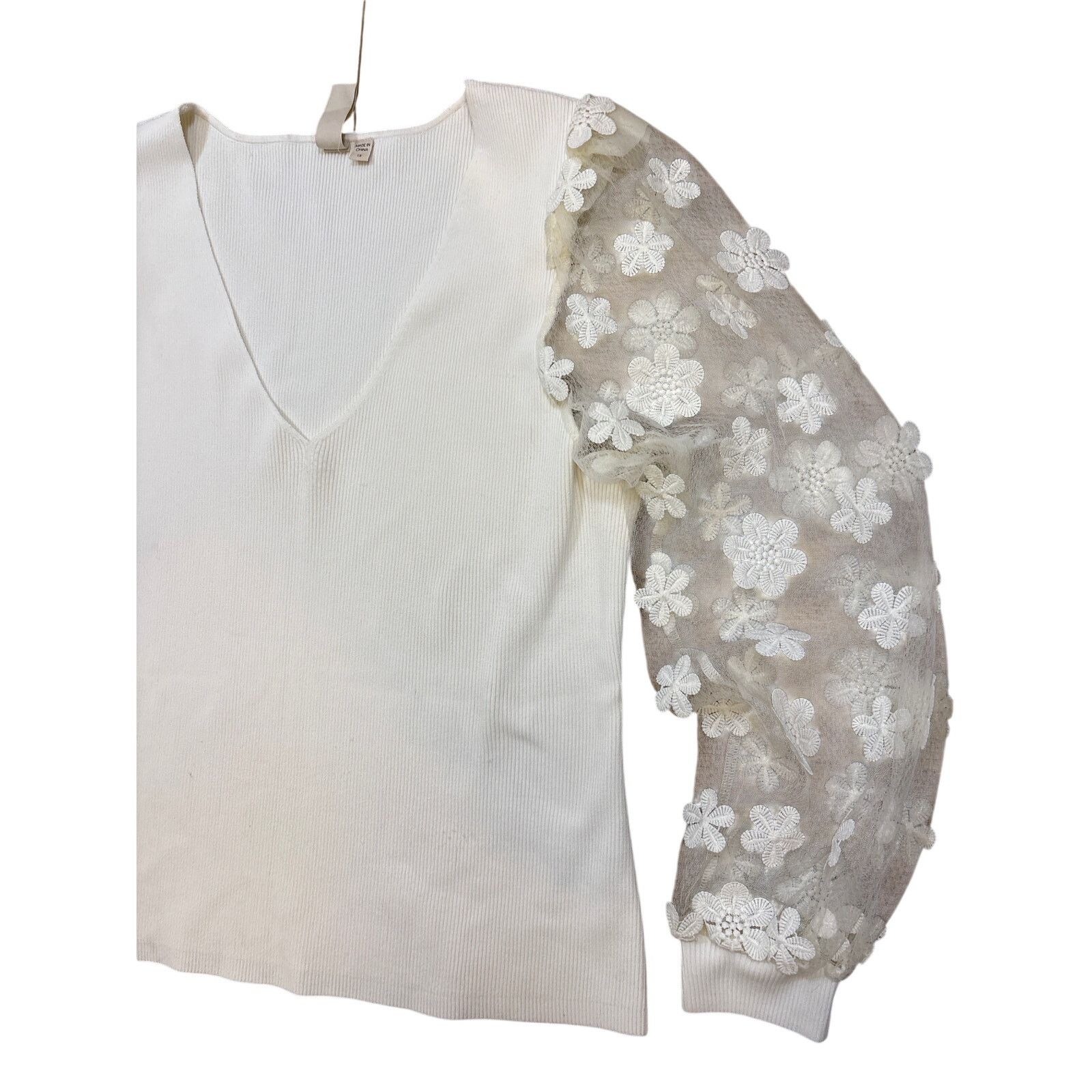 Anthropologie Dolan Left Coast Sheer-Sleeve Appliqué sleeve 1X Size XL / US 12-14 / IT 48-50 - 3 Thumbnail