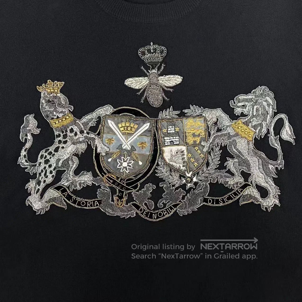Dolce & Gabbana Dolce&Gabbana Black Embellished Crown Sweater. Size US XXL / EU 58 / 5 - 4 Thumbnail