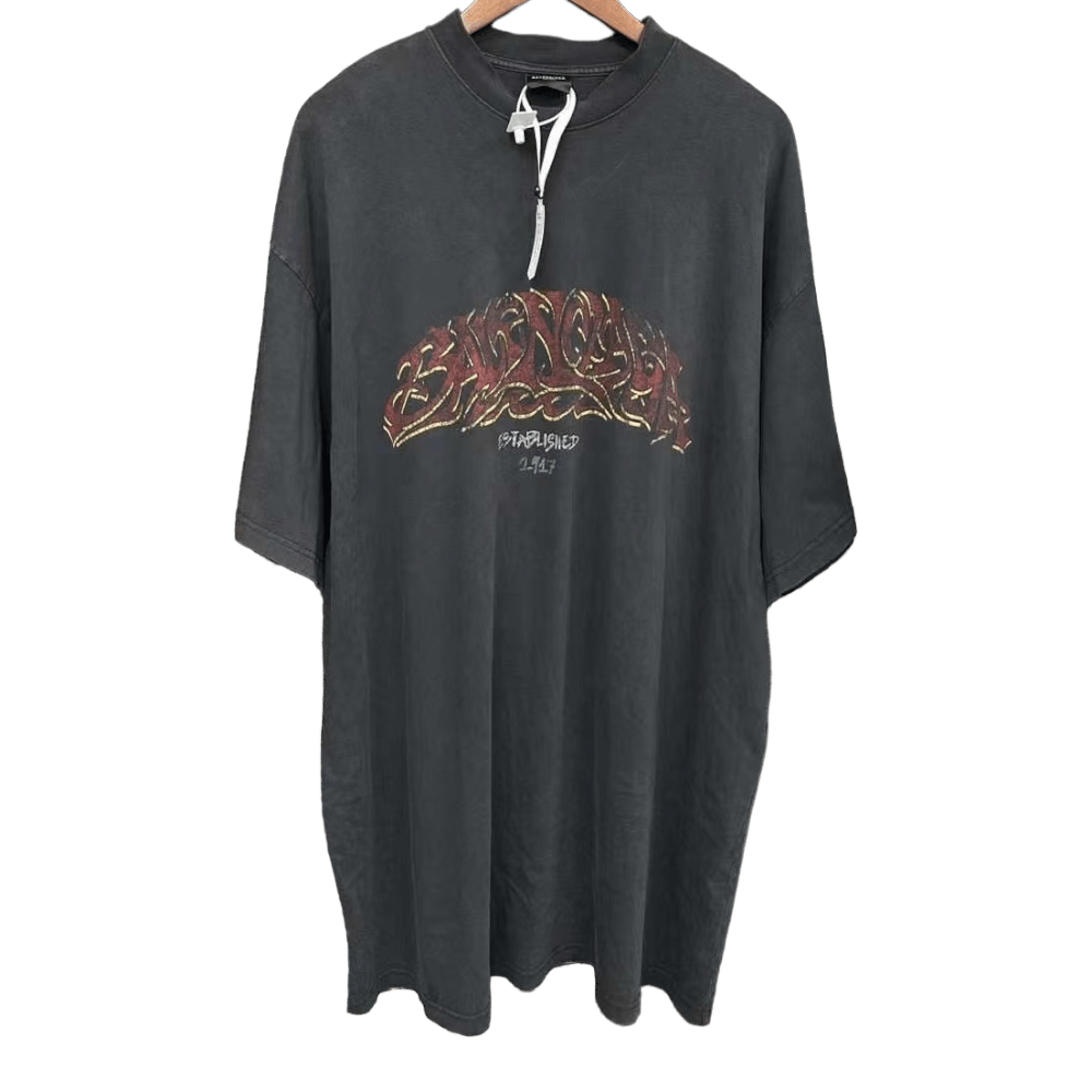 Balenciaga BALENCIAGA OFFSHORE OVERSIZED FADED BLACK TEE