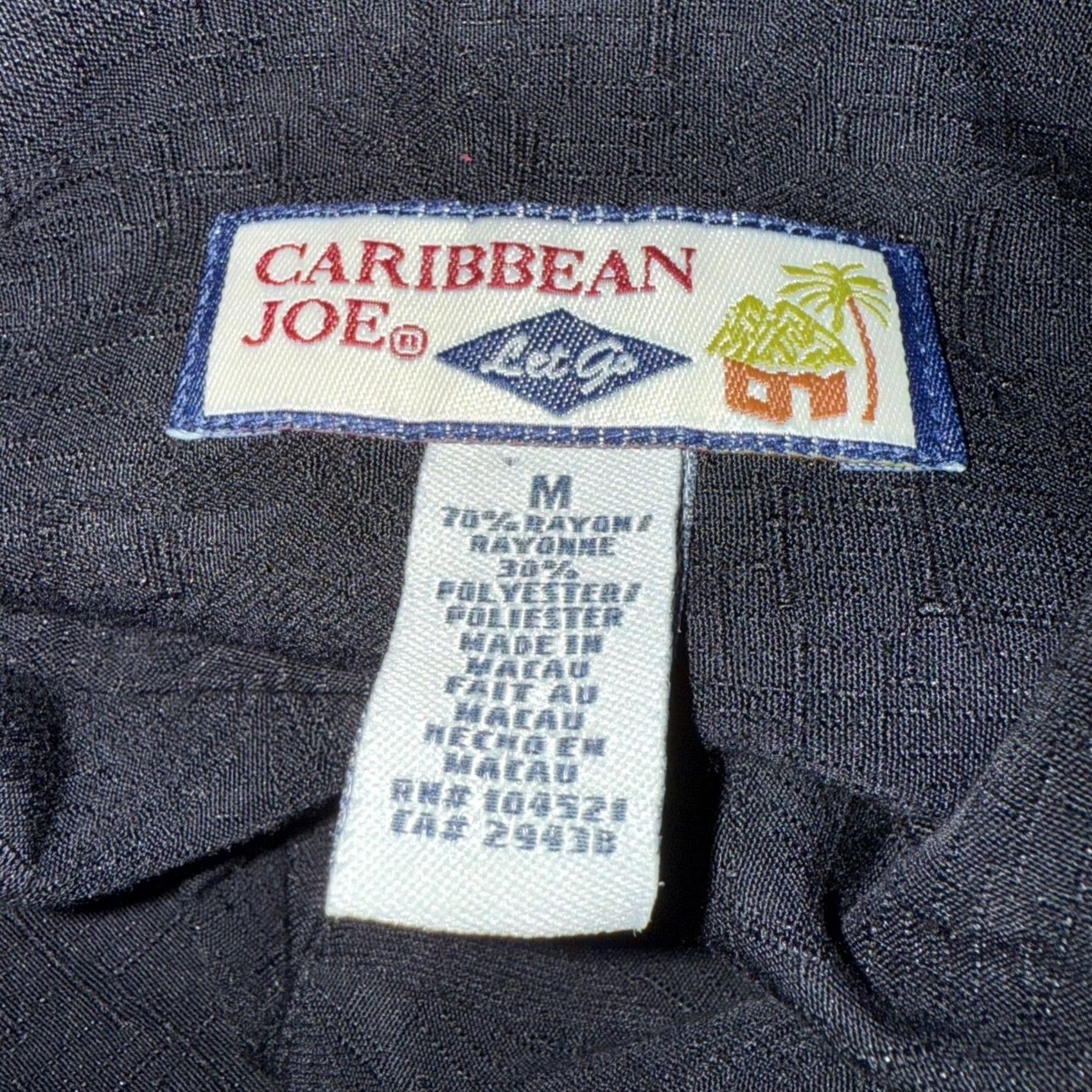 Vintage Caribbean Joe Black Short Sleeve Shirt M Button-Down Collar Beach Print Resort Wear Mens Size US M / EU 48-50 / 2 - 5 Thumbnail