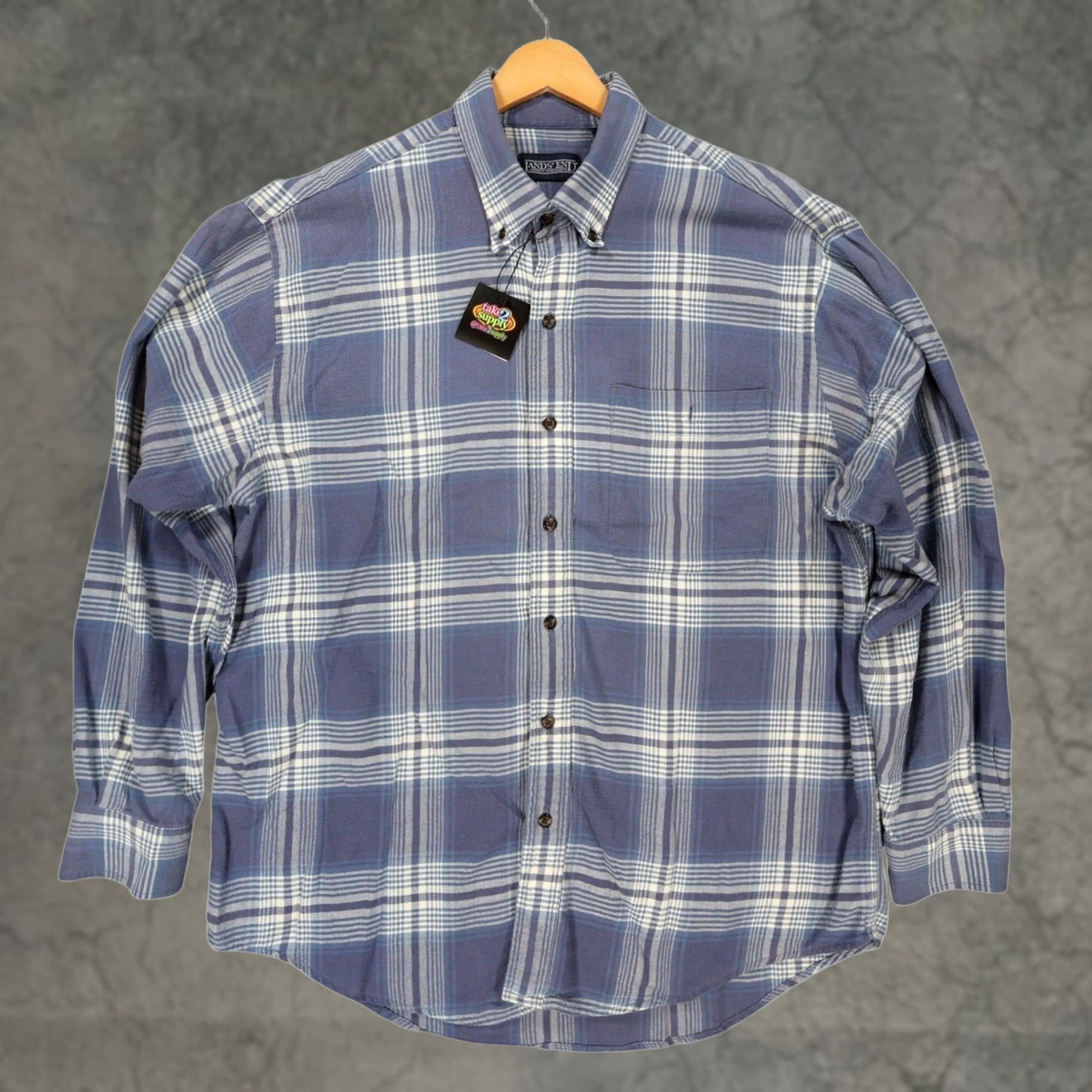 Lands' End Lands End Shirt Mens Large Blue Plaid Cotton Long Sleeve Button Down Size US L / EU 52-54 / 3 - 1 Thumbnail