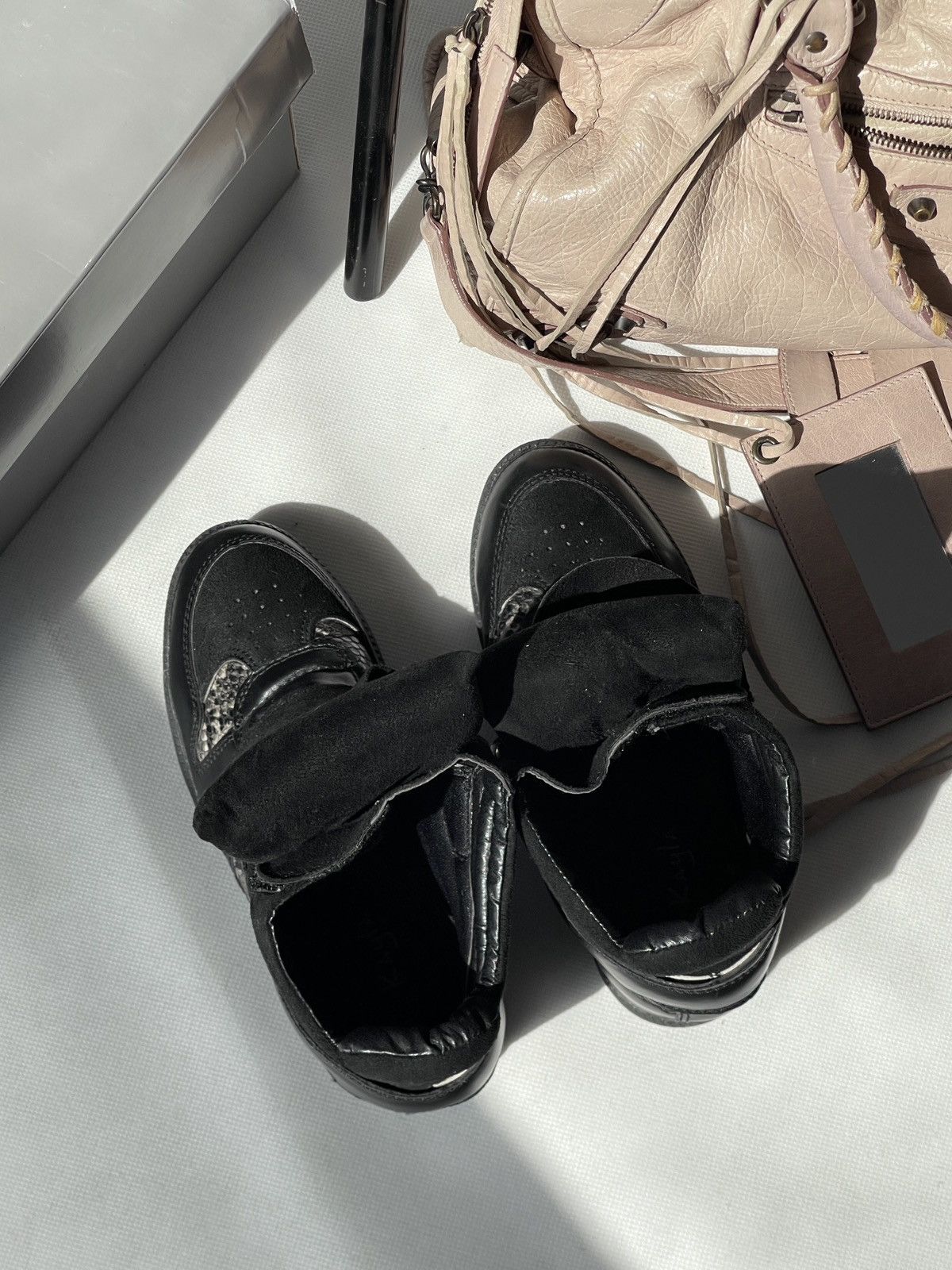 Japanese Brand Y2K Isabel Marant Style Sneakers Black Platform Avant-Garde Size US 7 / IT 37 - 2 Thumbnail