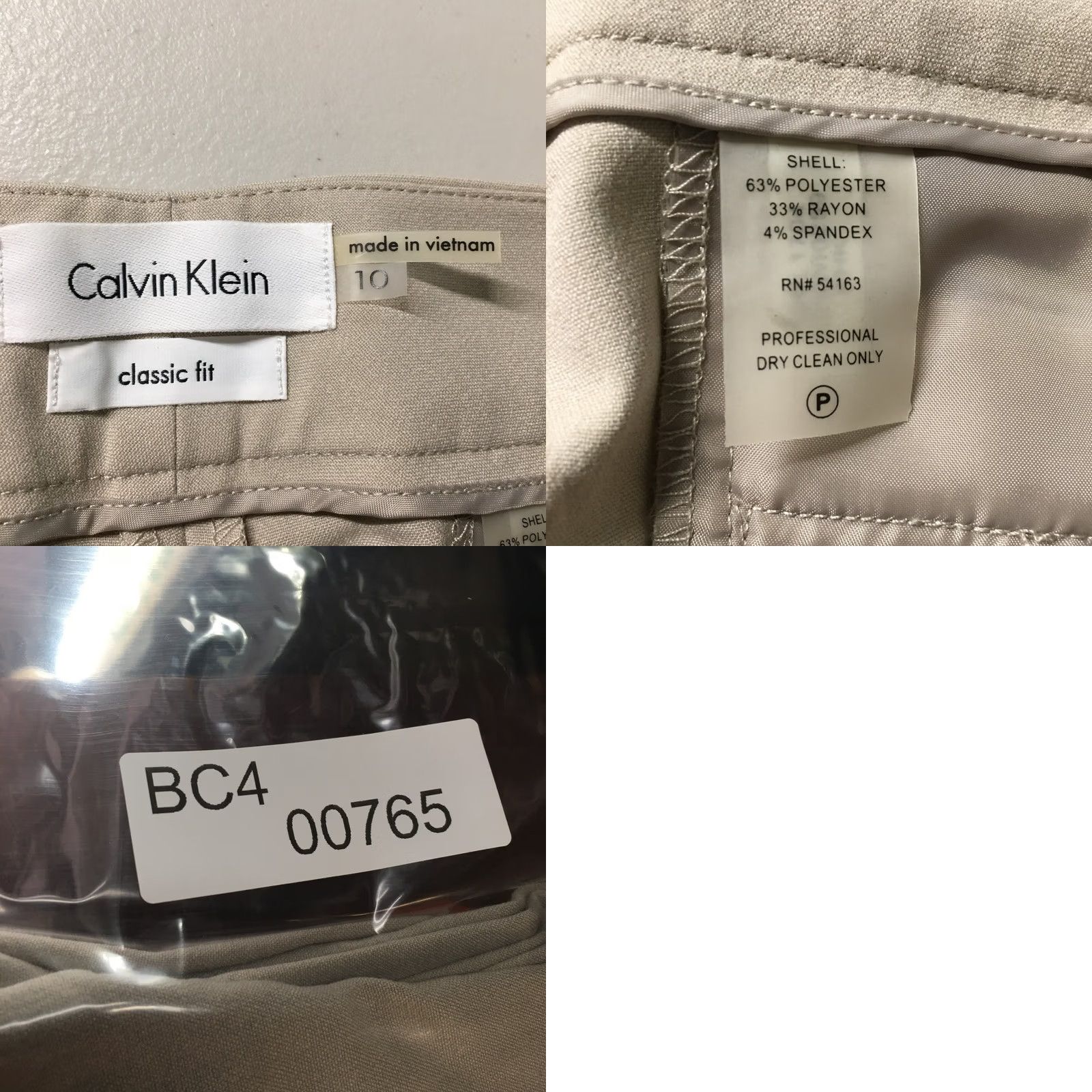 Calvin Klein Calvin Klein Pants Womens 10 Classic Fit Beige Straight Leg Dress Slacks Zip Fly Size 32" / US 10 / IT 46 - 10 Thumbnail