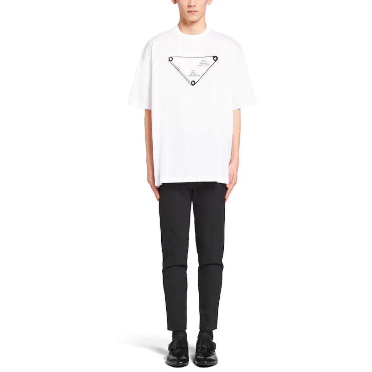 Prada Prada White Oversized T-shirt Triangle Logo Print S Size US S / EU 44-46 / 1 - 6 Thumbnail