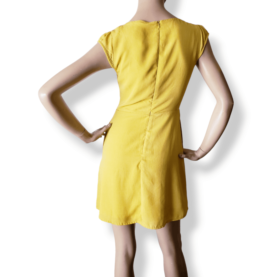 Lulus Lulu's Mustard Yellow Front Lace Up Dress Size M / US 6-8 / IT 42-44 - 6 Thumbnail