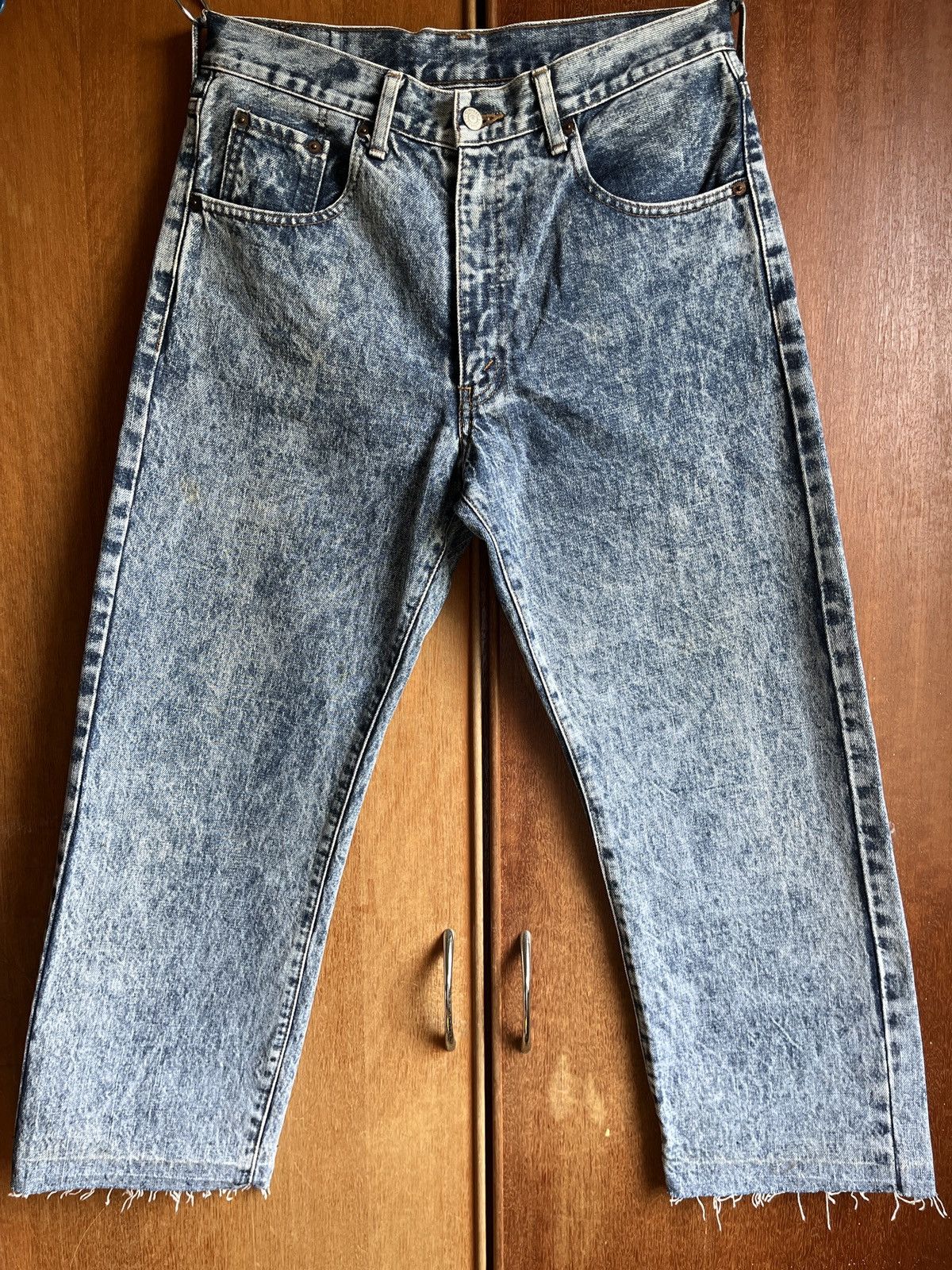Levi's 80s Levis Big E Acid Wash Hidden Rivet Size US 32 / EU 48 - 2 Thumbnail