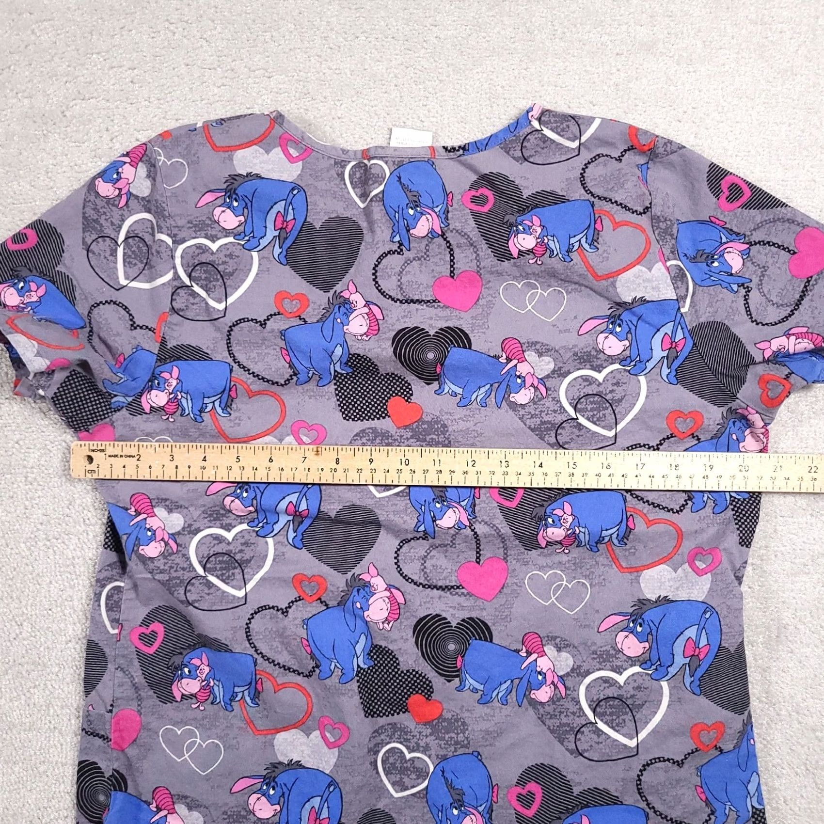 Disney Disney Scrub Top Womens M Gray Blue Short Sleeve Eeyore Piglet Nursing Medical Size XS / US 0-2 / IT 36-38 - 6 Thumbnail
