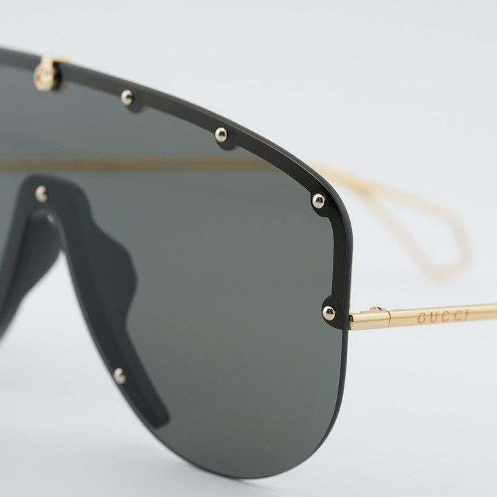 Gucci Gucci GG0667S 001 Sunglasses Gold Shield Frame, Grey Lenses Size ONE SIZE - 9 Thumbnail