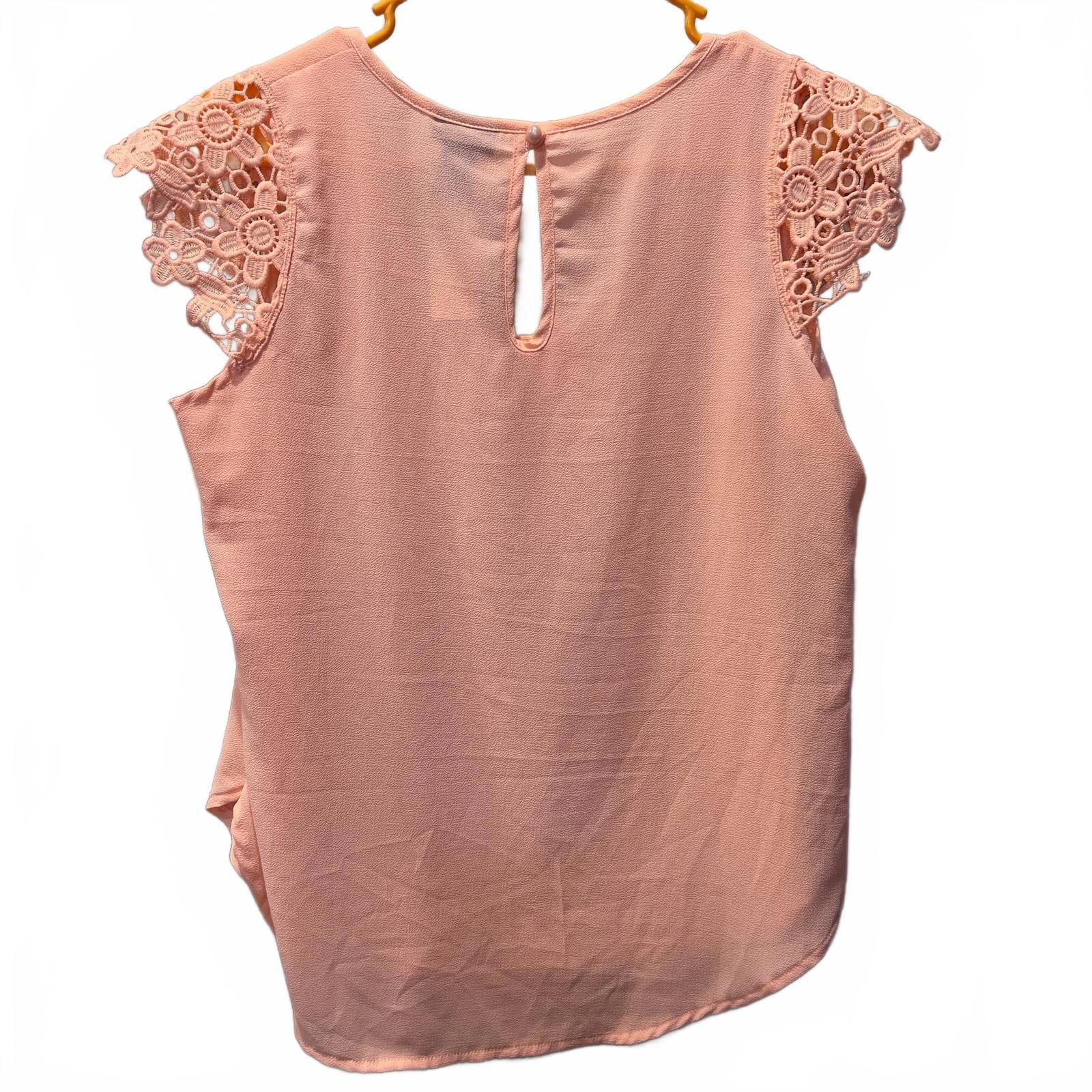 rue21 rue21 Women's Orange Lace Sleeve Top, Size Large Size L / US 10 / IT 46 - 2 Thumbnail