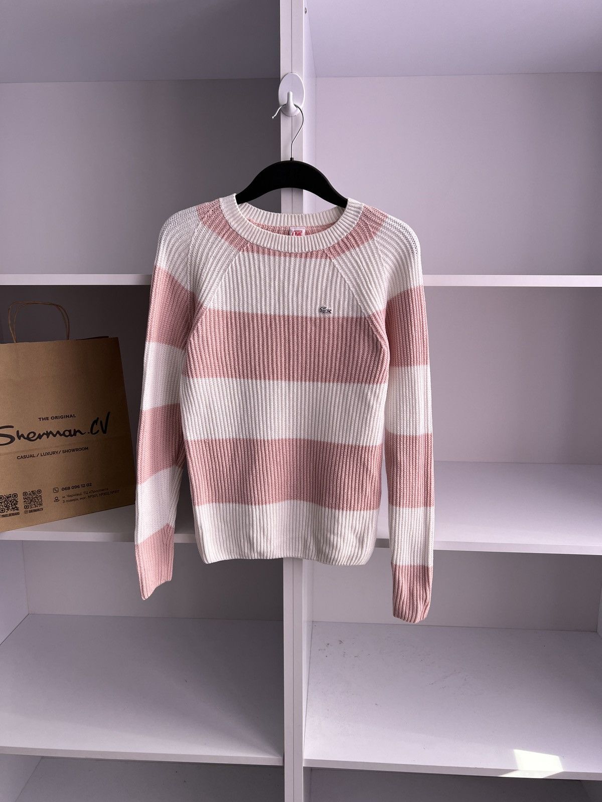 Lacoste × Vintage Vintage Lacoste Live Women’s Striped Knitted Warm Sweater Size XS / US 0-2 / IT 36-38 - 1 Thumbnail