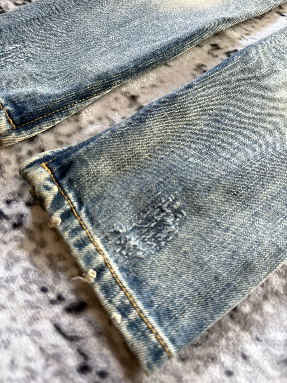 Japanese Brand Mnml Boro Distressed Repaired Skinny Jeans Size US 30 / EU 46 - 17 Thumbnail