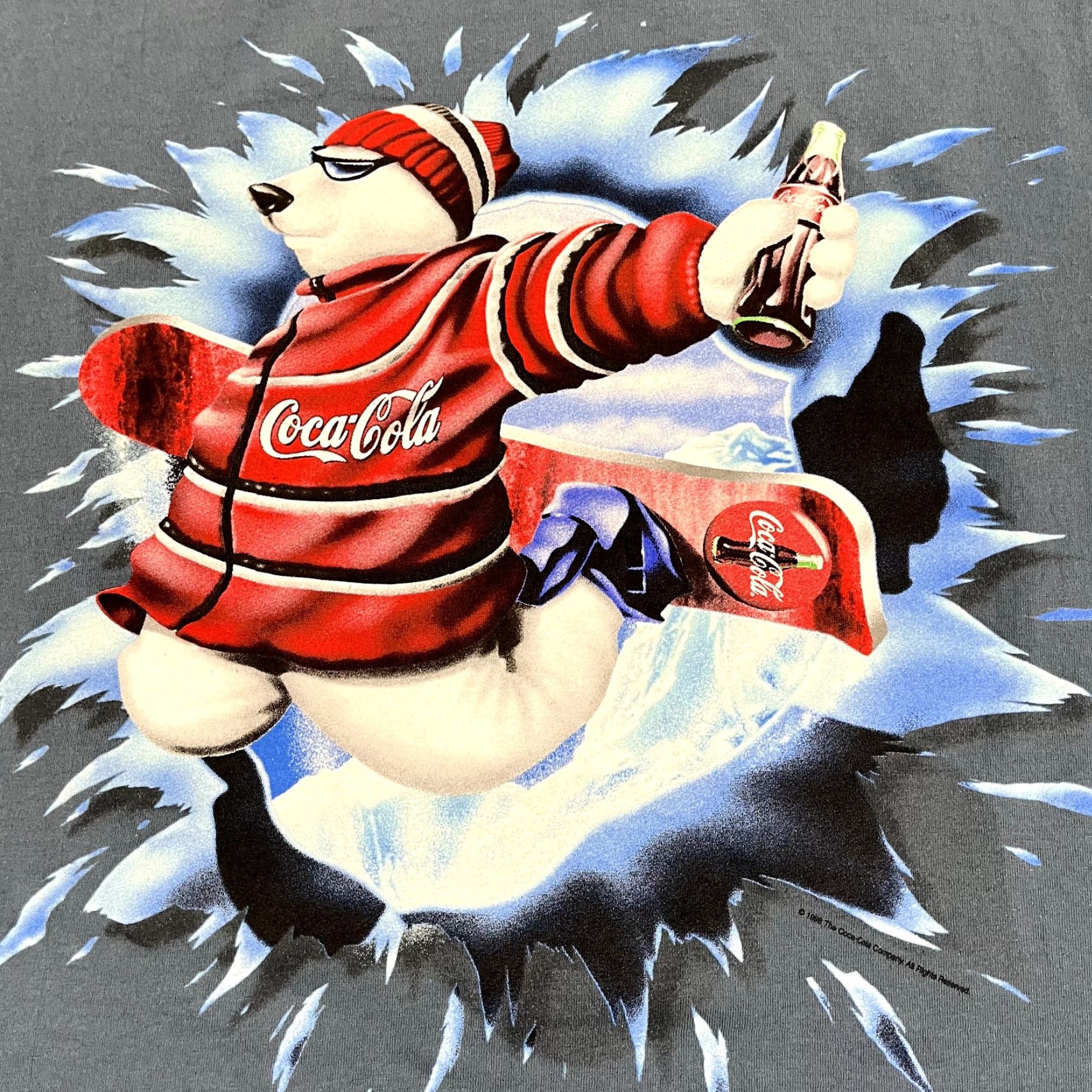 Vintage VINTAGE Coca-Cola Graphic T-Shirt Men XL Blue Polar Bear Snowboarding 90s Size US XL / EU 56 / 4 - 2 Thumbnail