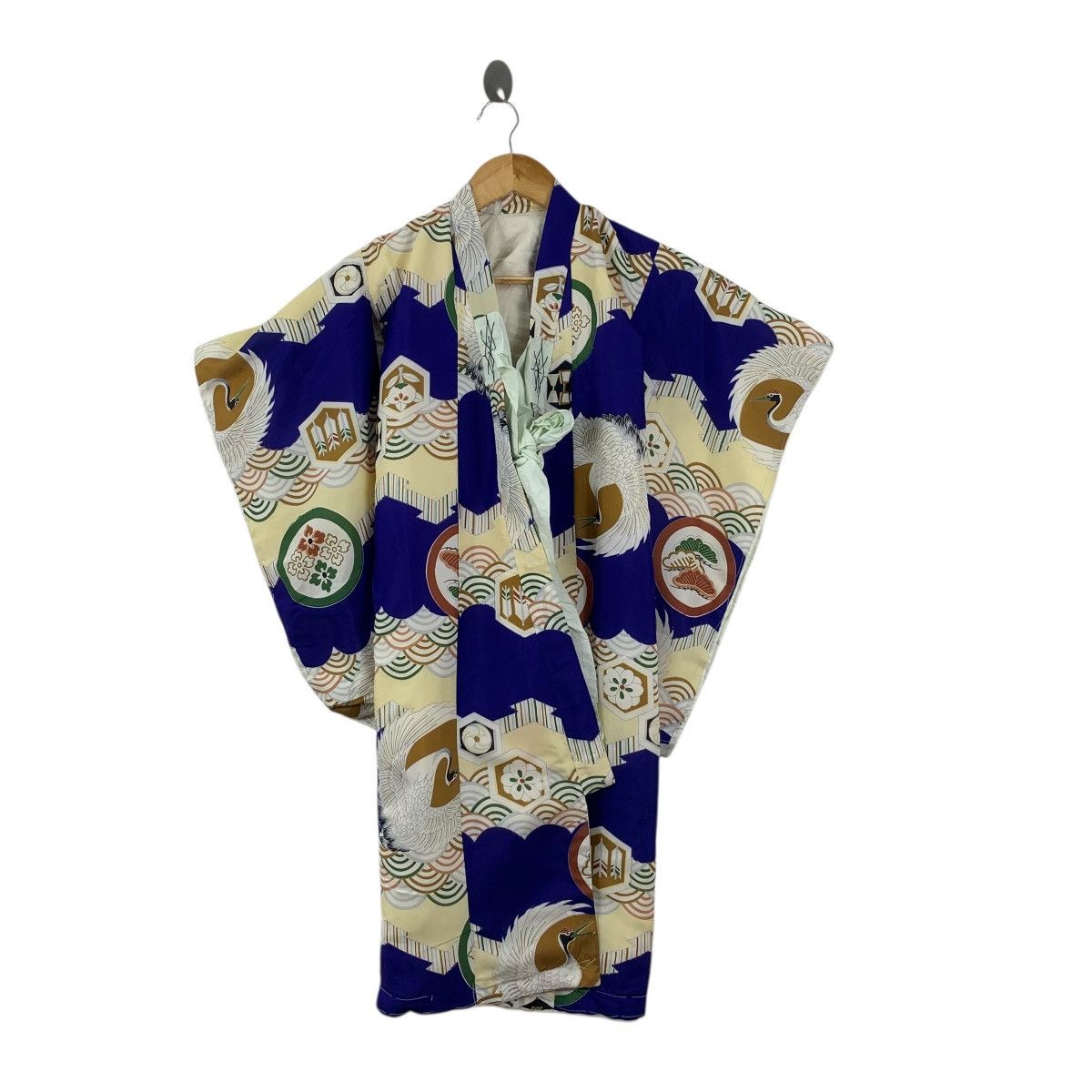 Vintage Vintage 70s KIMONO JAPAN SEIGAIHA Crane Traditional Geisha Size S / US 4 / IT 40 - 3 Thumbnail