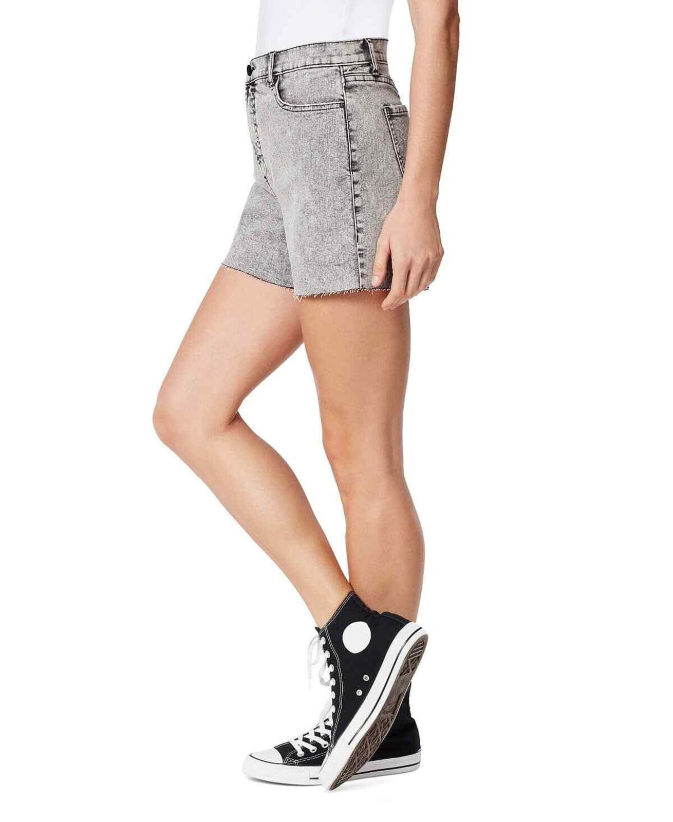 Other Frayed Denim Women's Grey High Rise Denim Shorts - 25 - Grey Size 25" / US 0 / IT 36 - 3 Thumbnail