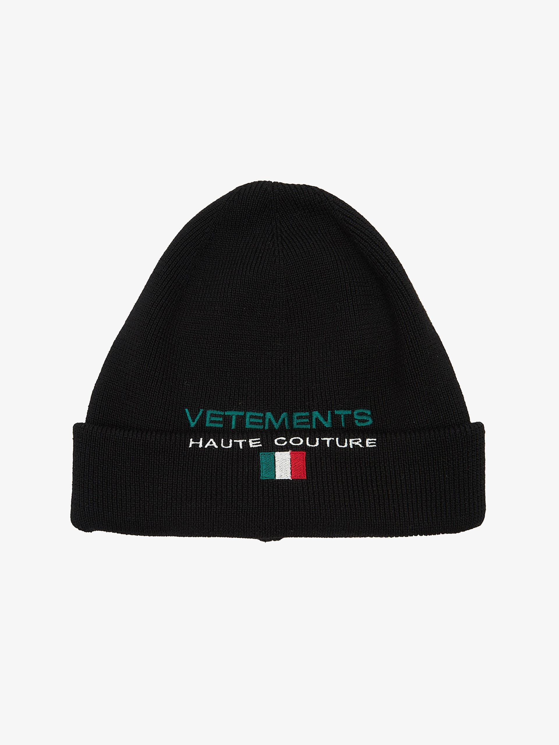 Vetements Black Haute Couture Embossed Wool Beanie Size ONE SIZE - 1 Thumbnail