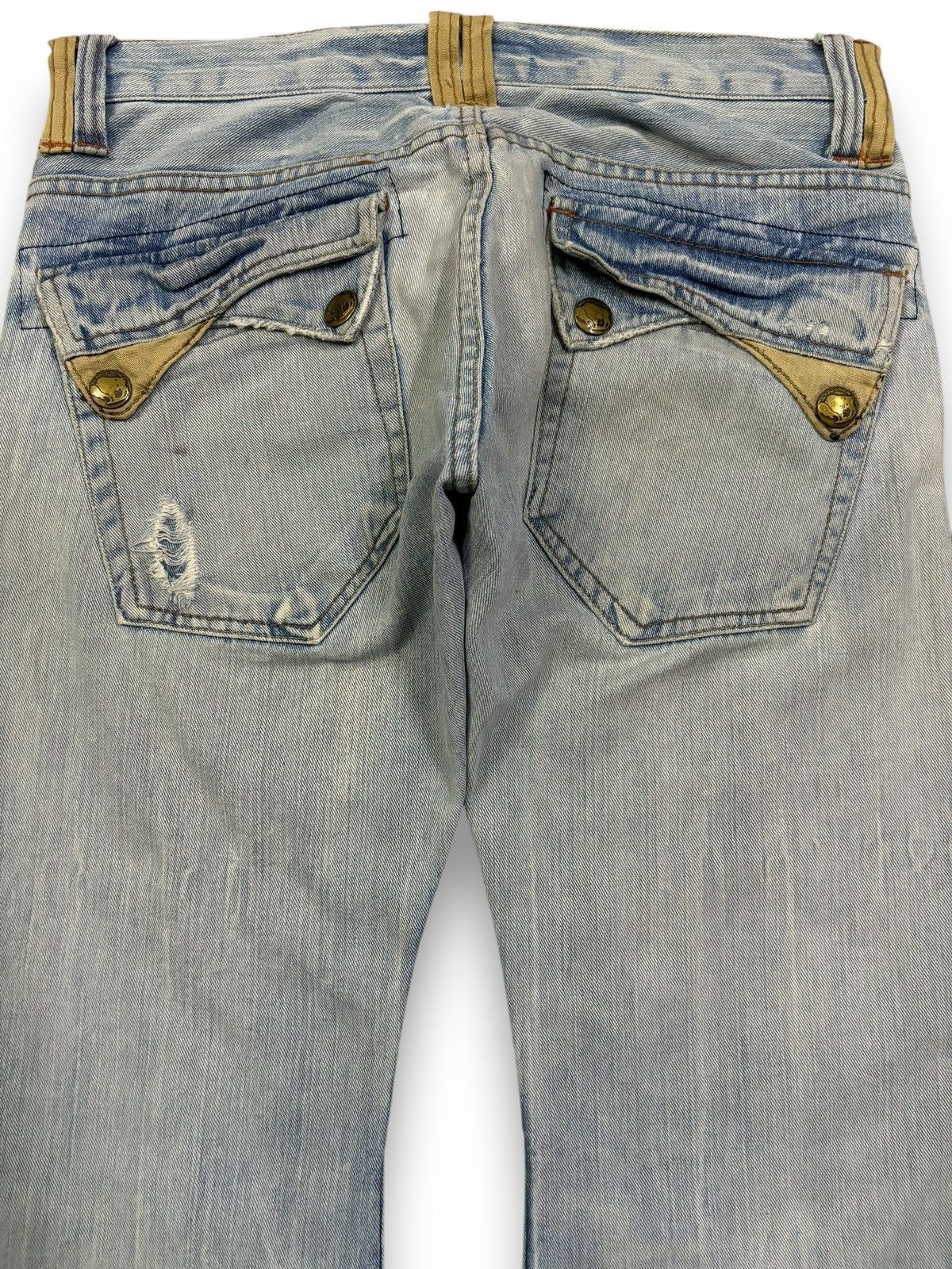 If Six Was Nine Vintage Japanese Brand Mud Wash Flare Fray Leg Grunge Jeans Size US 32 / EU 48 - 12 Thumbnail