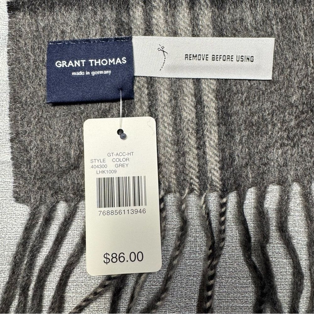 Grant Thomas NWT New Grant Thomas 100% Cashmere Grey Plaid Scarf Made In Size ONE SIZE - 6 Thumbnail