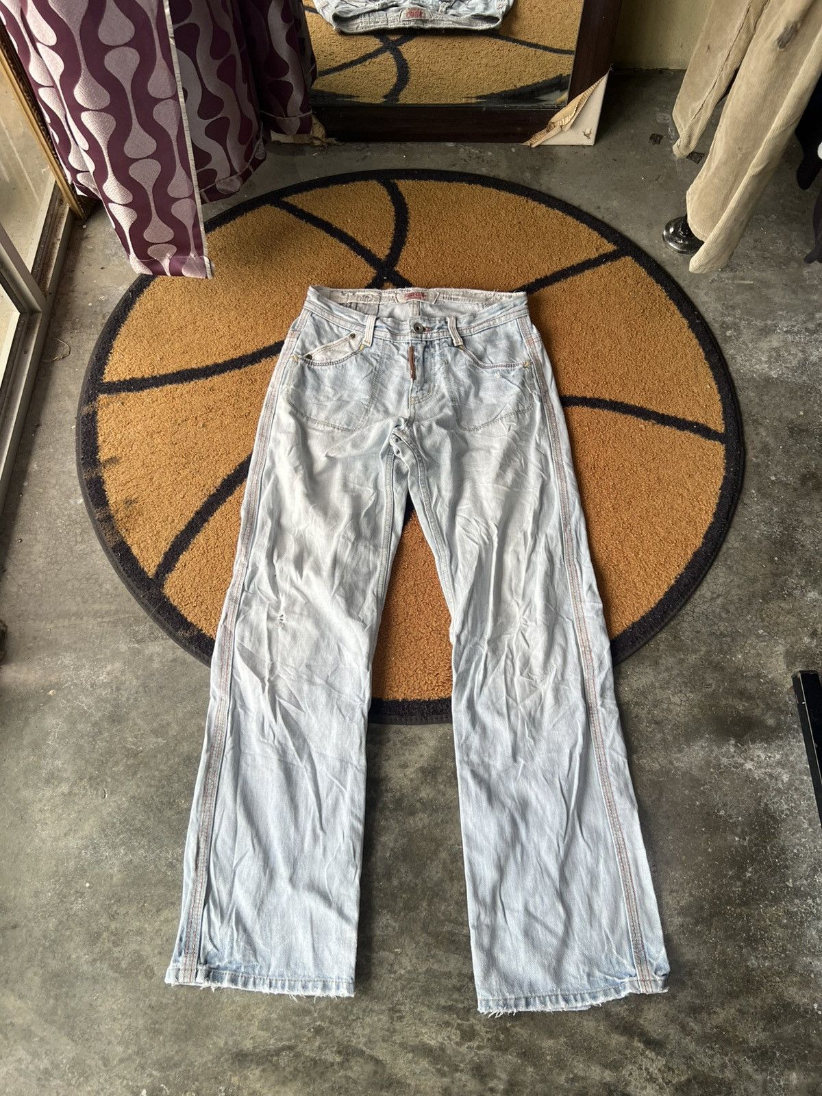 Other 🔥Vintage Cube Sugar Buckle Distressed Denim Size US 29 - 1 Thumbnail