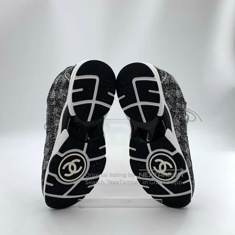 Chanel Chanel Dark gray plaid tweed laces casual flat sneakers Size US 8.5 / IT 38.5 - 5 Thumbnail